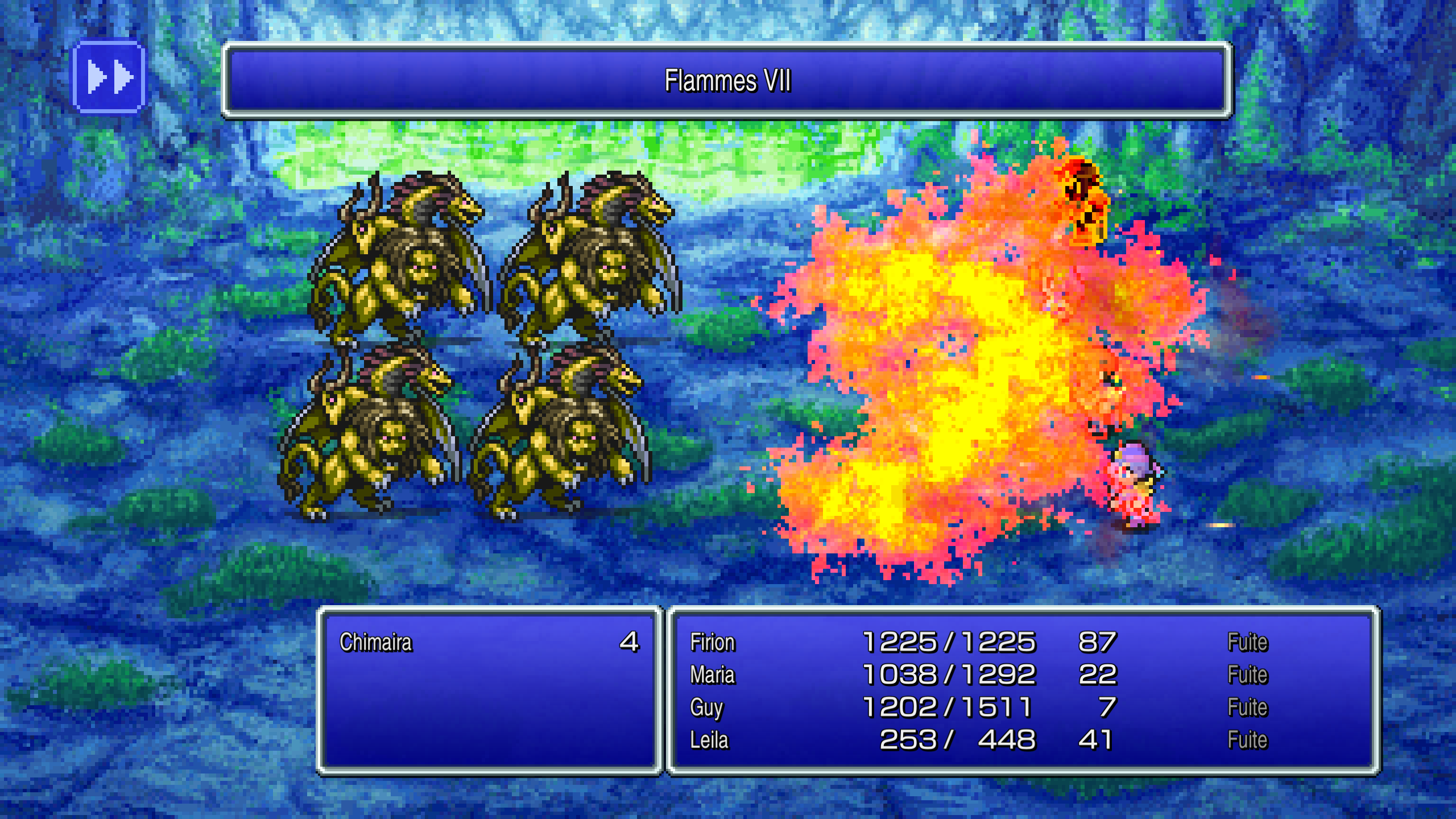 Final Fantasy II. Combat contre des chimères