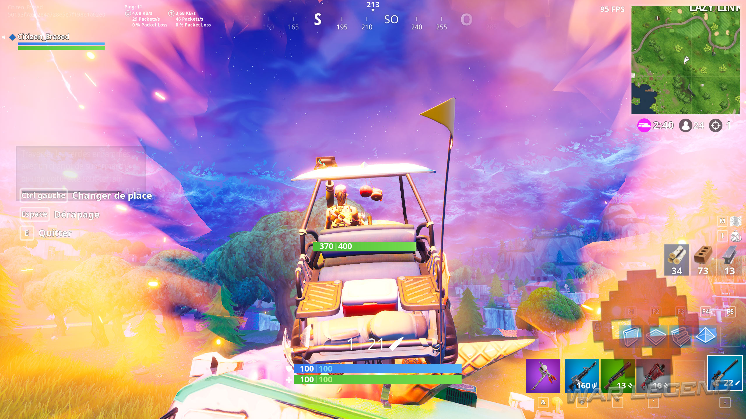 traverser les cercles enflammes avec un chariot de supermarche ou une voiturette tout terrain - voiturette tout terrain fortnite