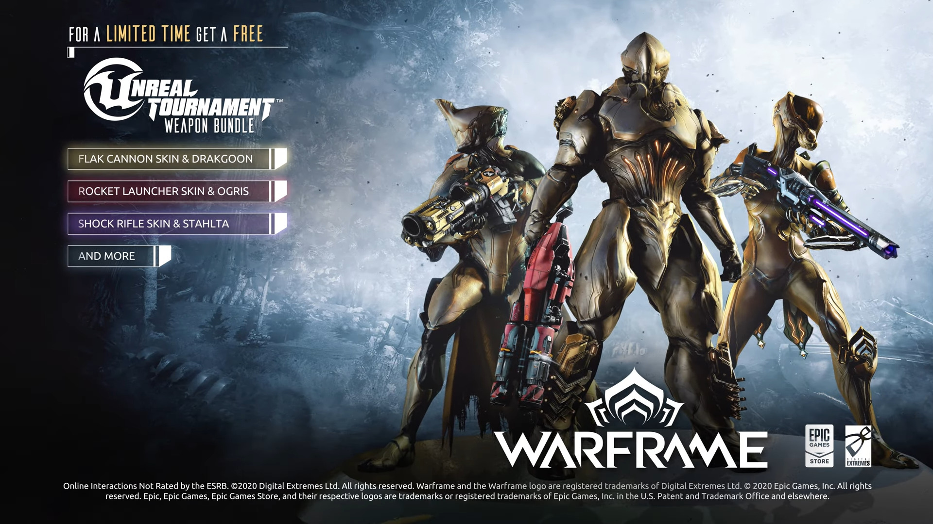 Warframe Epic Games store trailer