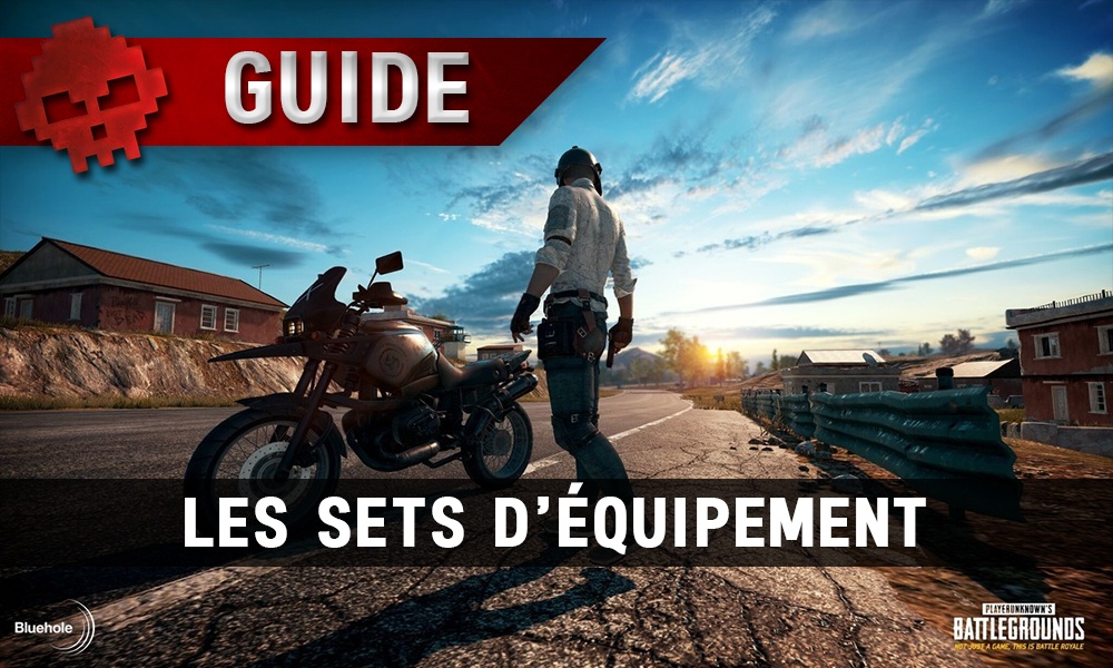 guide pubg les sets d'équipement, homme devant une moto, coucher de soleil
