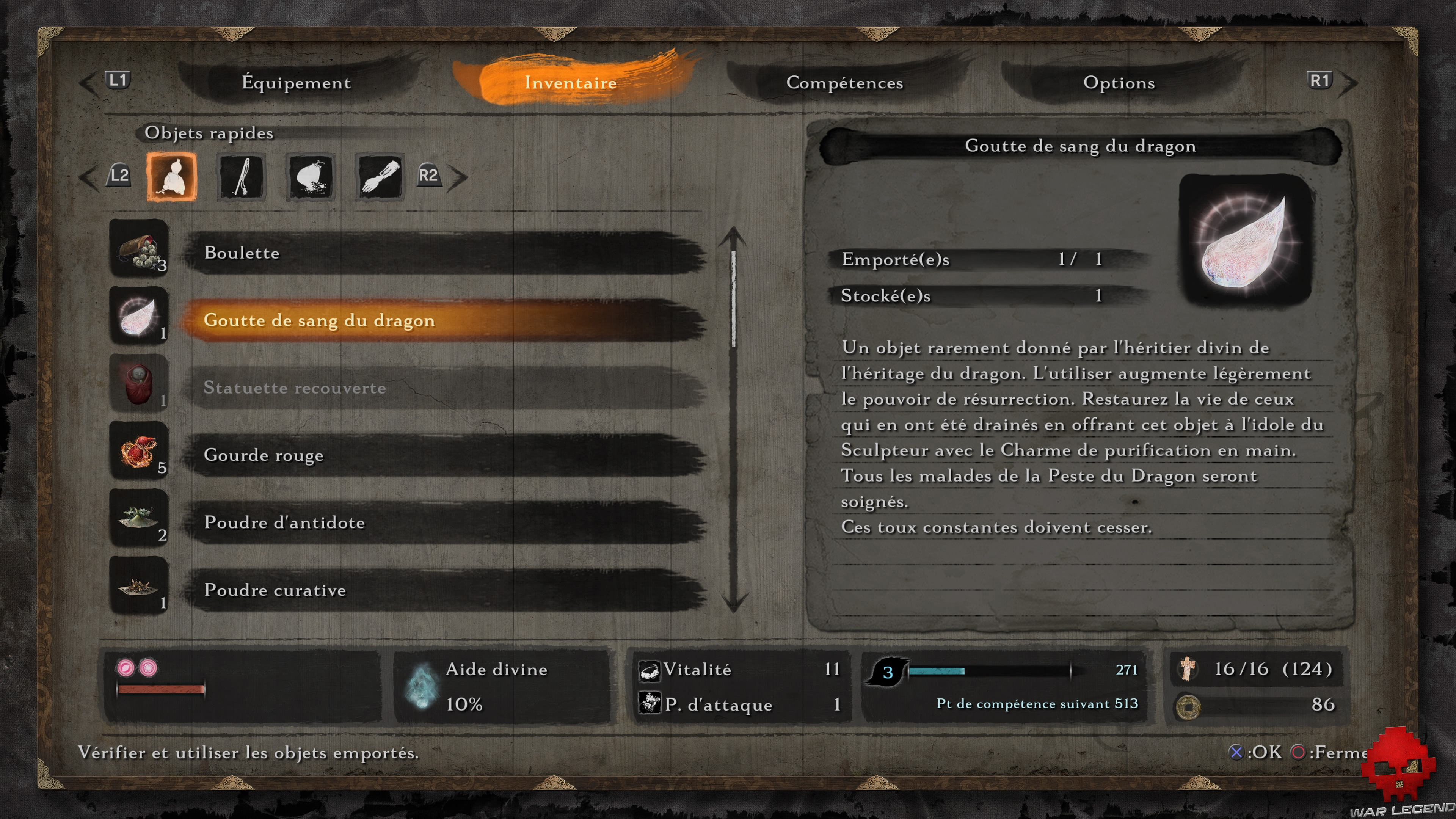 Guide sekiro guérir la peste du dragon goutte de sang