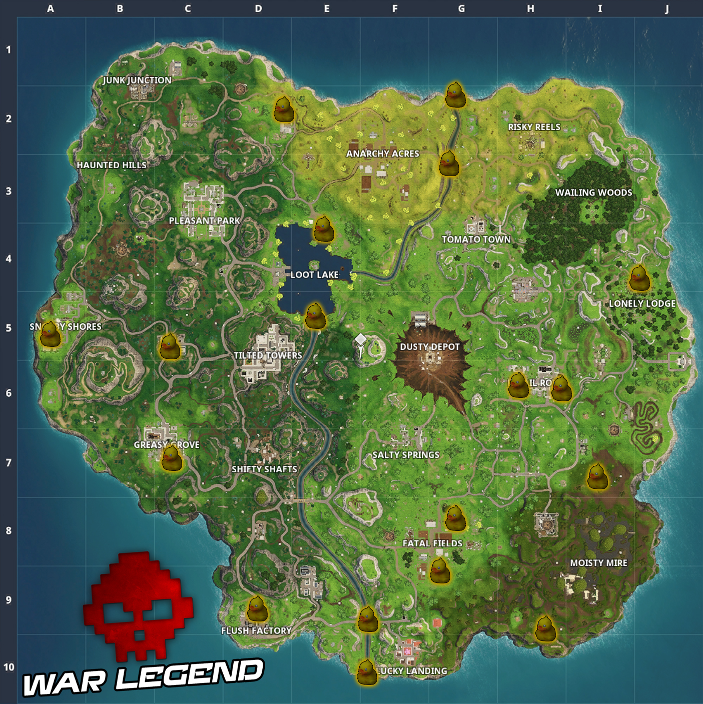 Carte emplacements canards en plastique