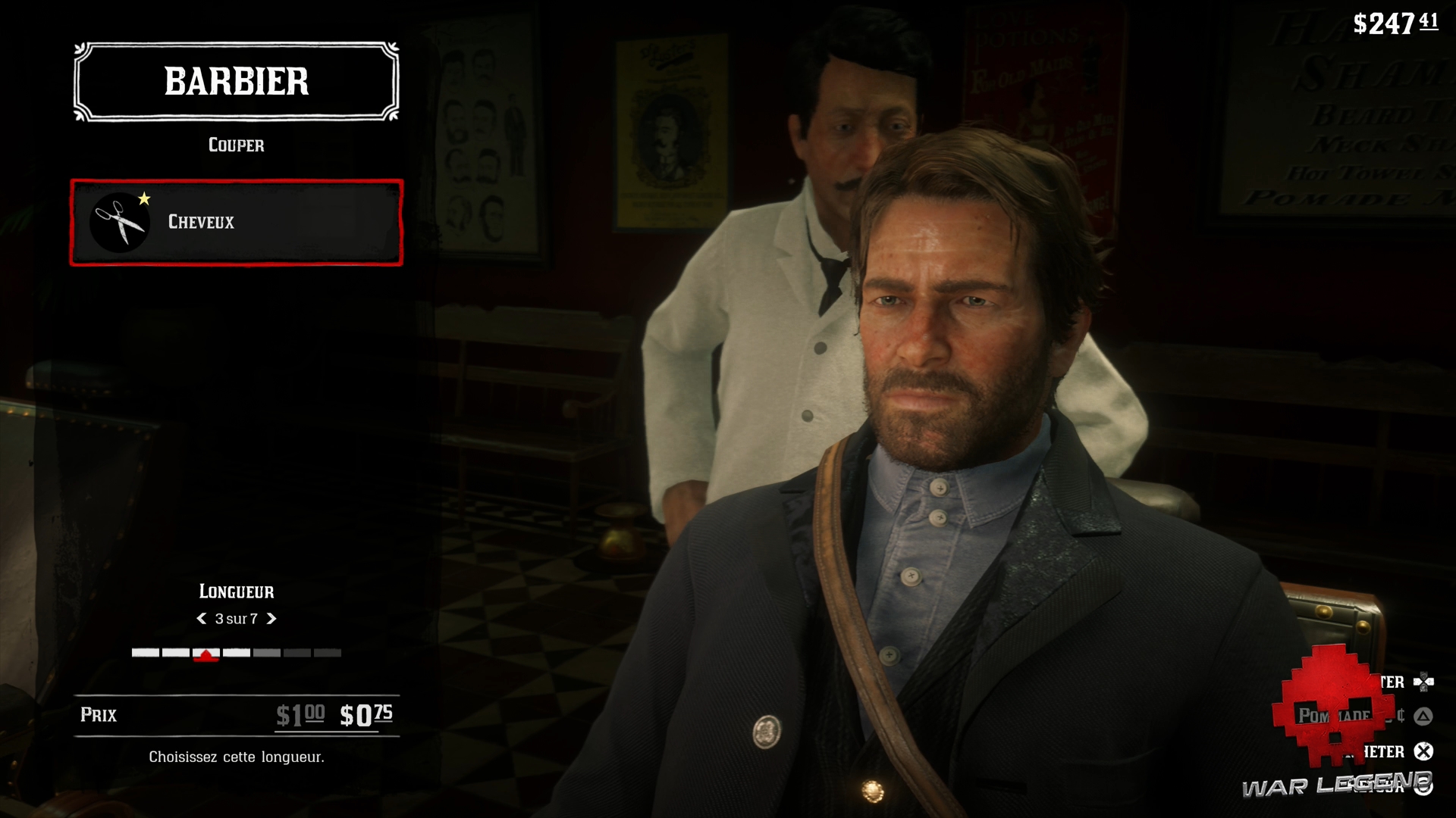Guide Red Dead Redemption 2 L'hygiène Arthur se fait couper les cheveux