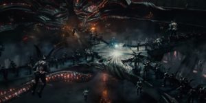 passerelle étrange dans décor obscur