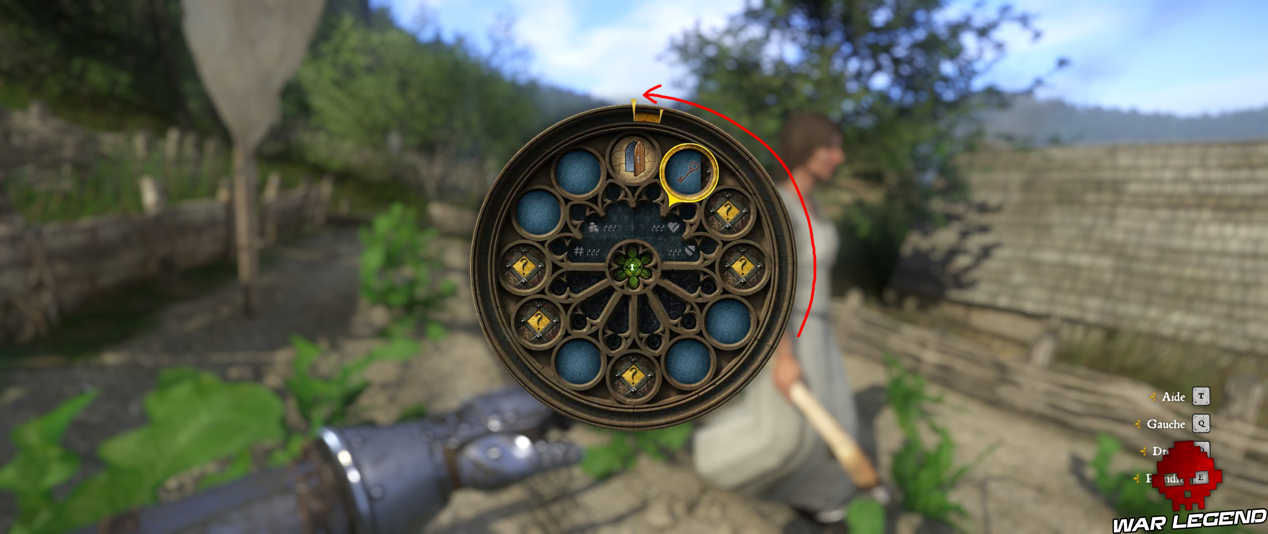 KCD Guide faire les poches et assassiner discrètement roue présentant le contenu des poches d'une victime de vol