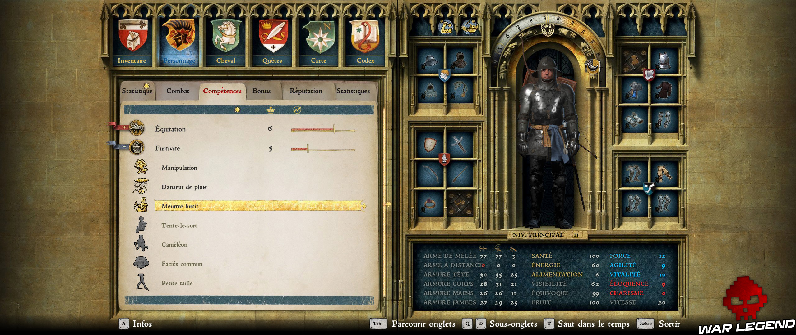 KCD Guide faire les poches et assassiner discrètement statistiques furtivité