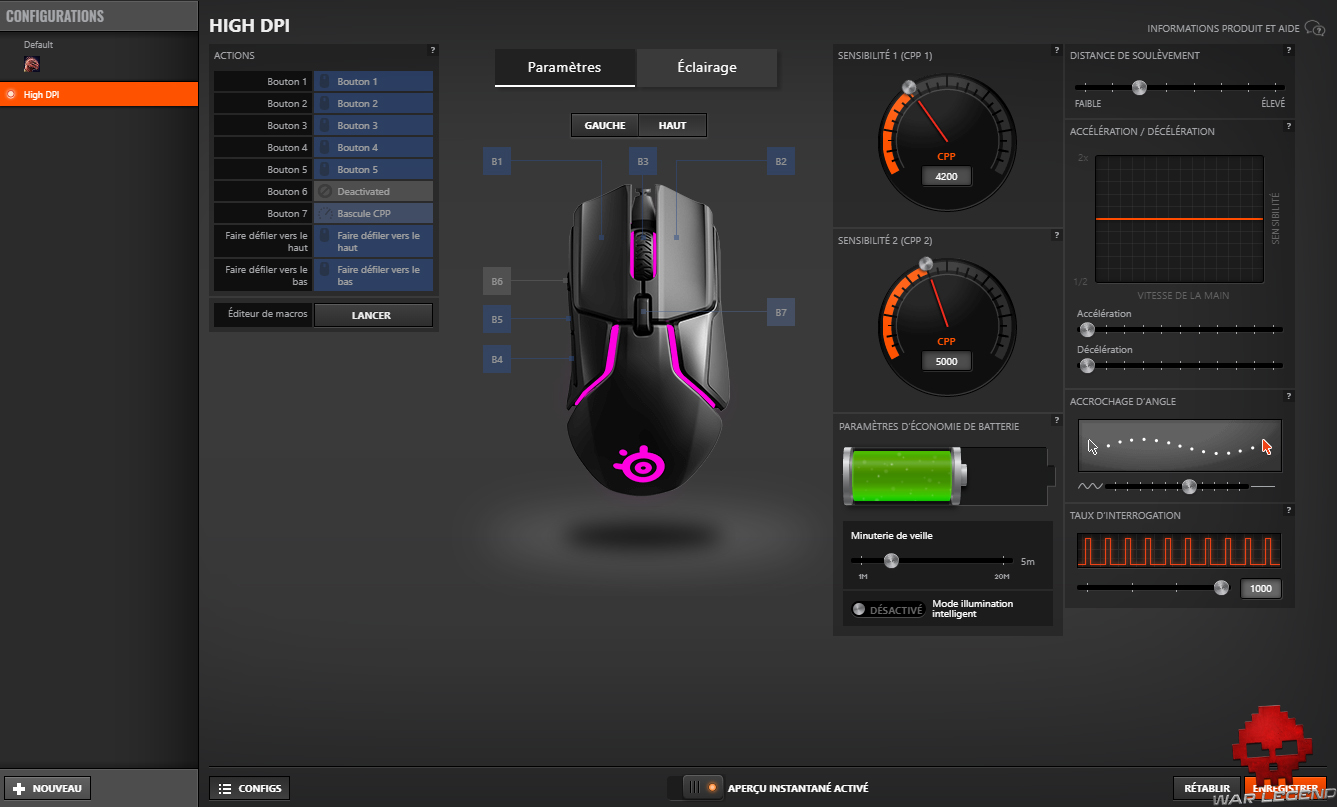 Configuration de la Rival 650 sur SteelSeries Engine