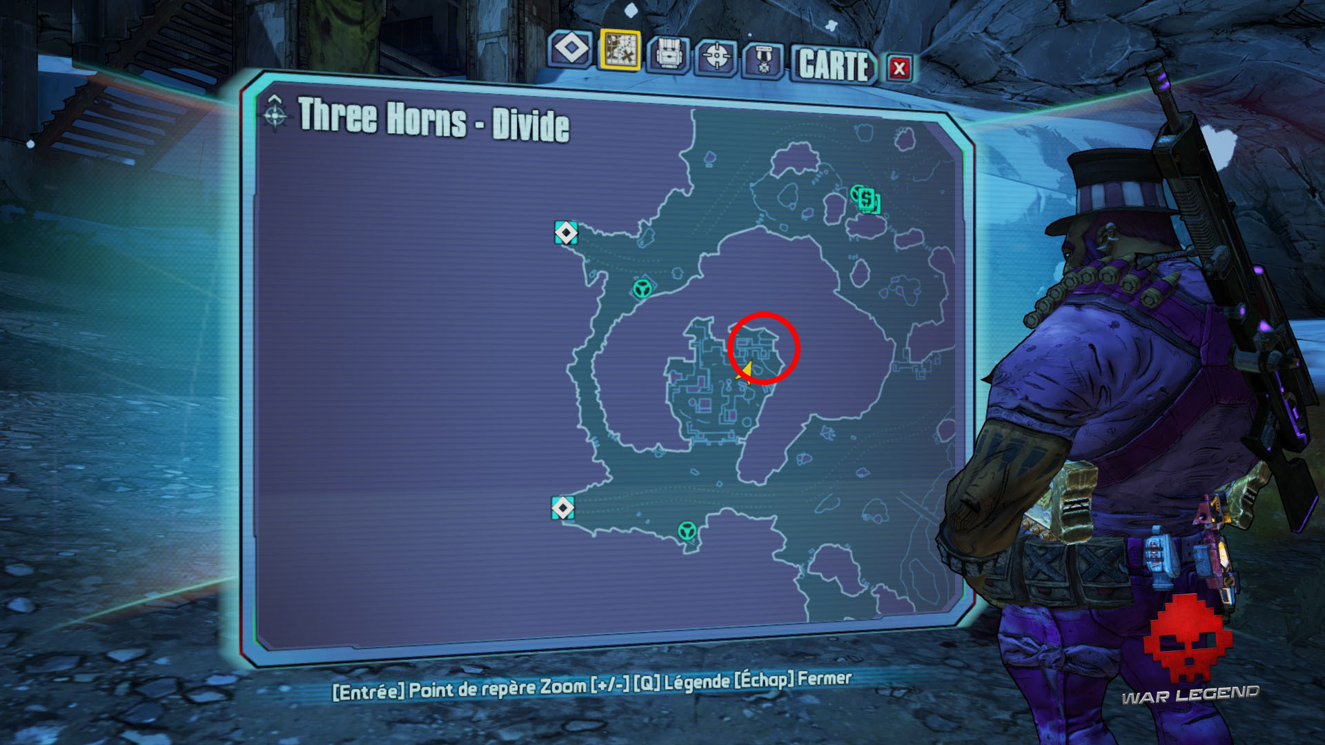Guide borderlands 2 emplacement carte