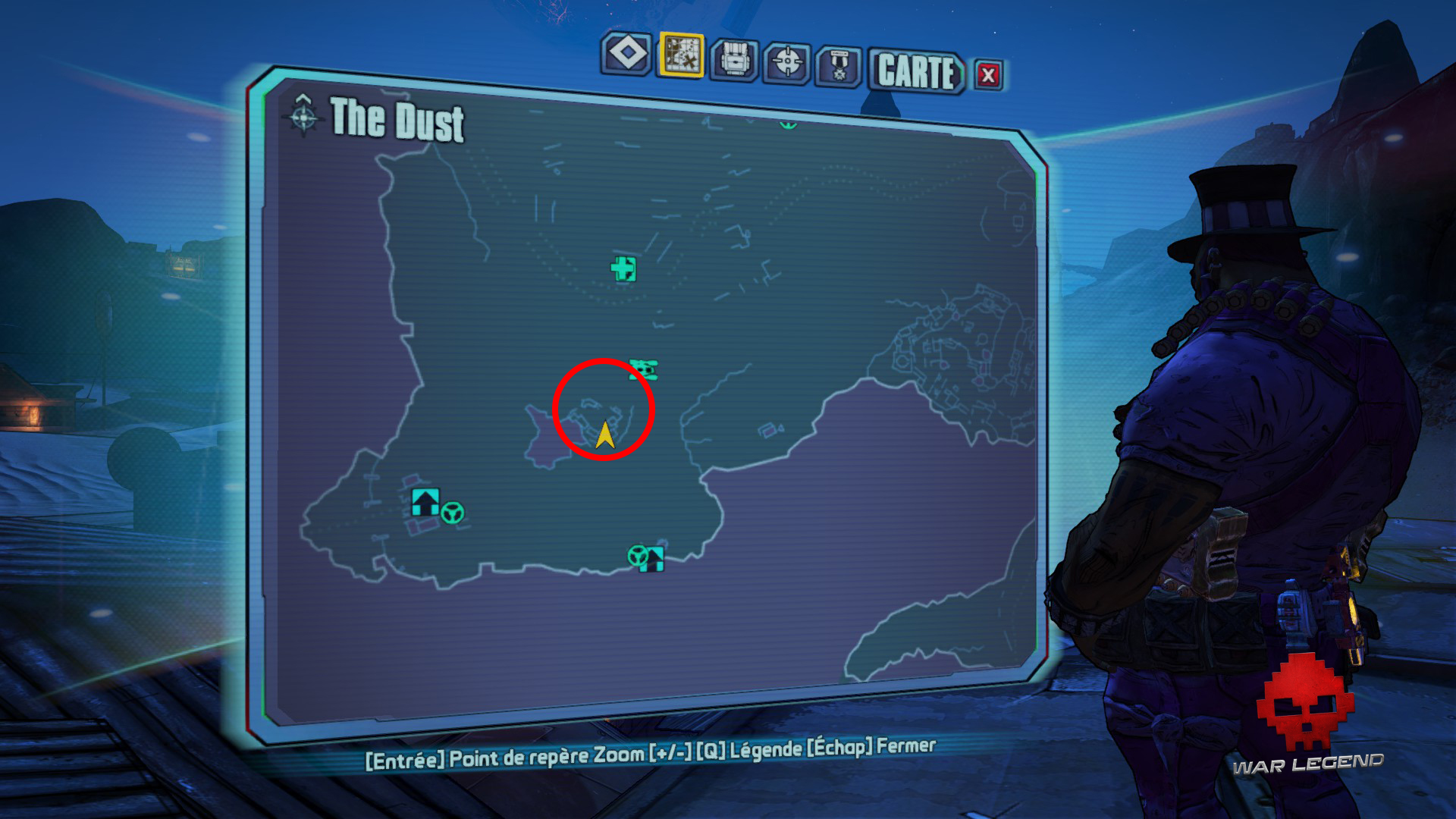 Guide borderlands 2 emplacement carte