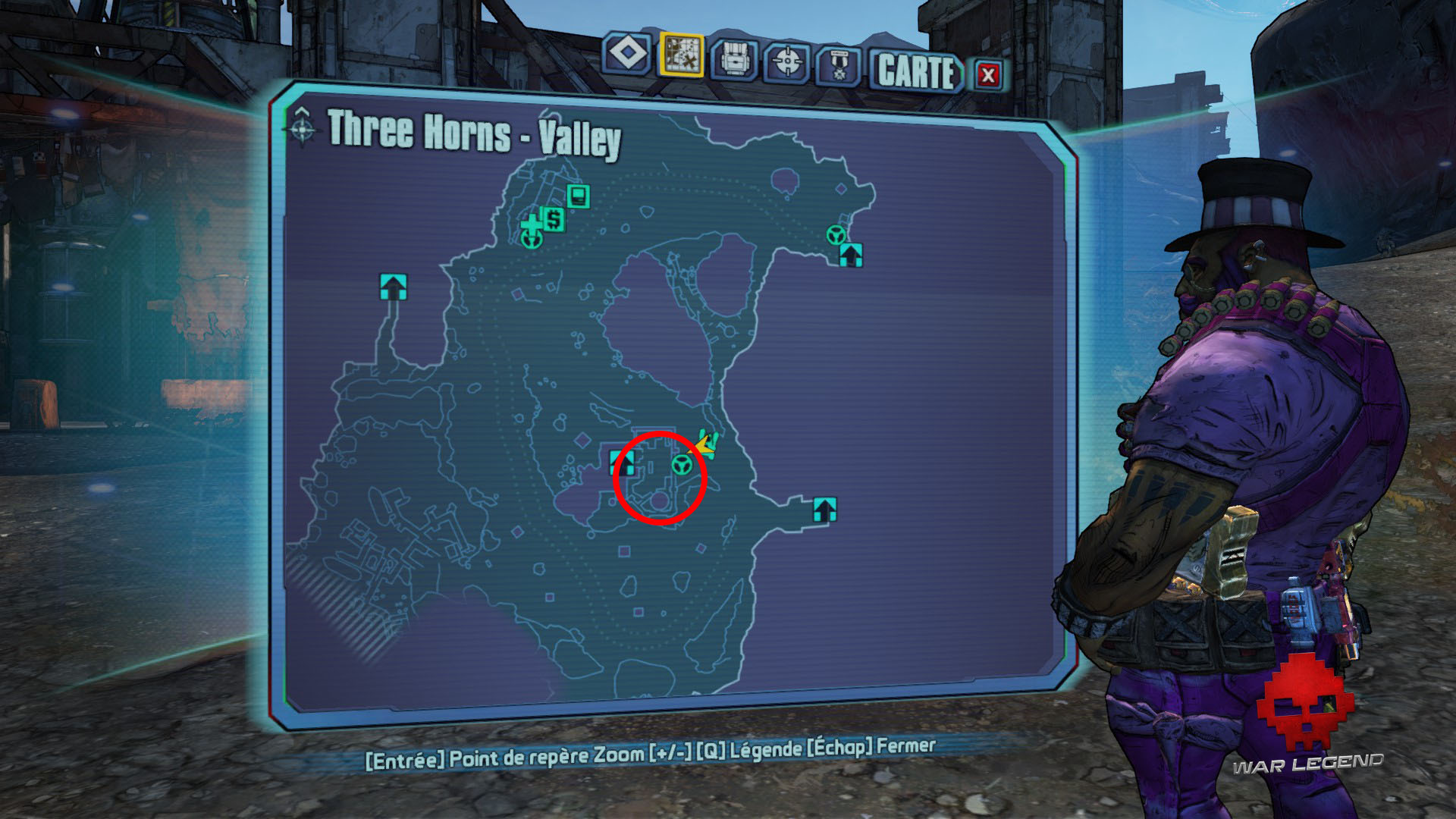 Guide borderlands 2 emplacement carte