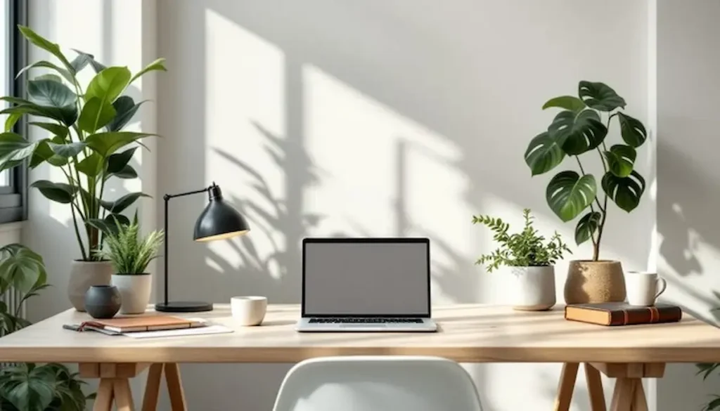 Espace de travail calme et organisé