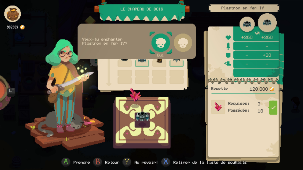 Moonlighter - La sorcière enchante une armure