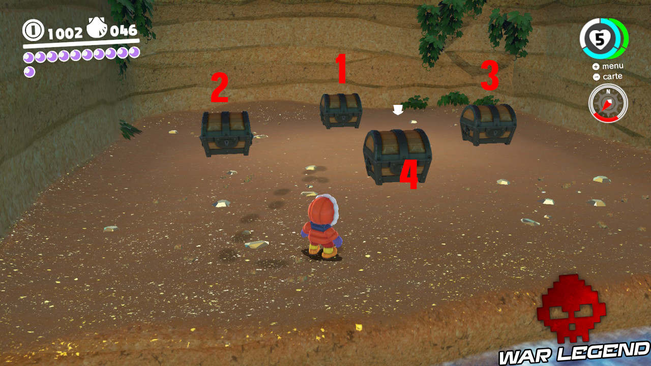 quatre coffres avec ortdre d'ouverture