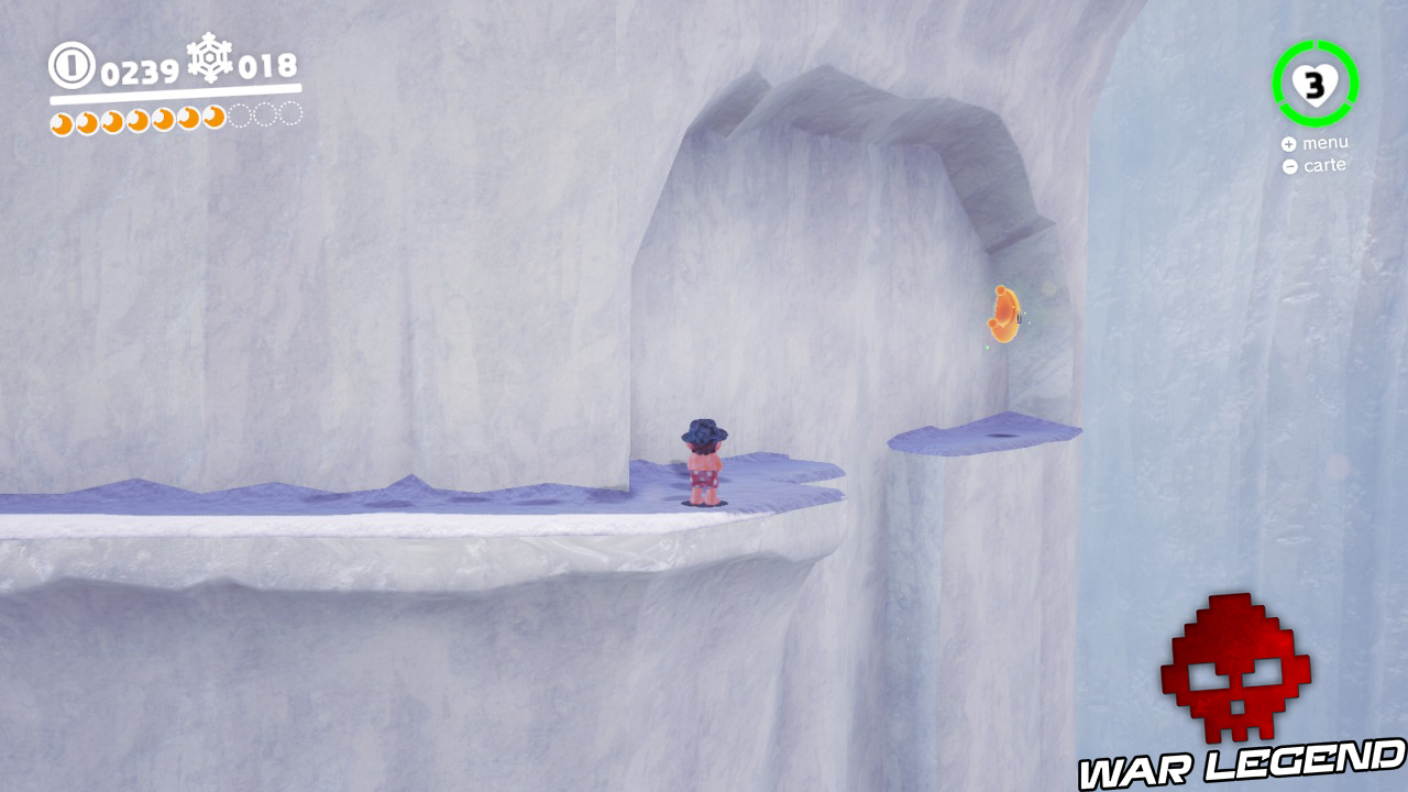 mario sur une corniche, lune en face de lui