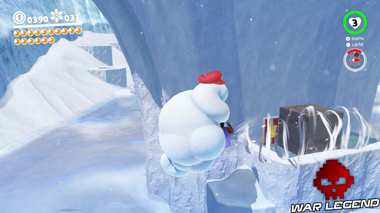 Bwoosh soufflant sur un bloc pour le faire glisser et faire apparaître une porte rouge