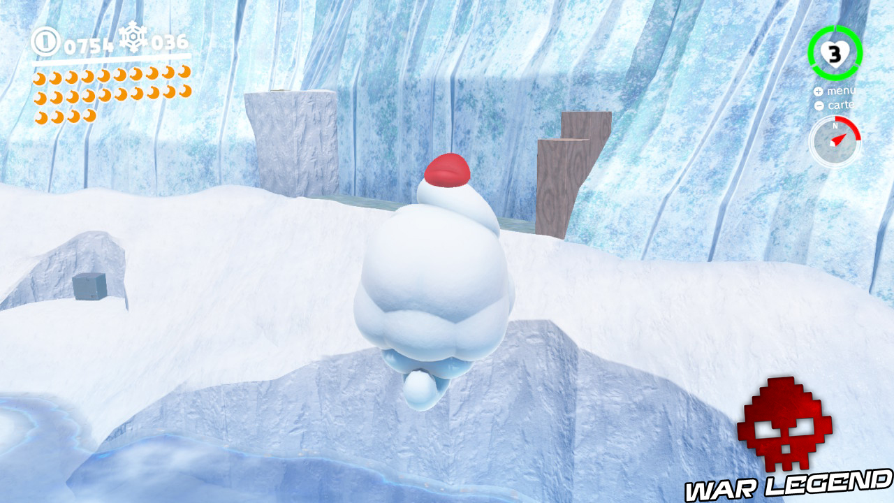 Bwoosh se dirigeant vers un panneau de bois pris dans la glace