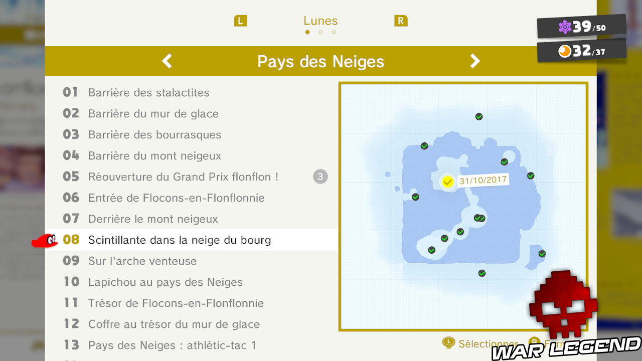 liste des lunes à récupérer dans Super Mario Odyssey