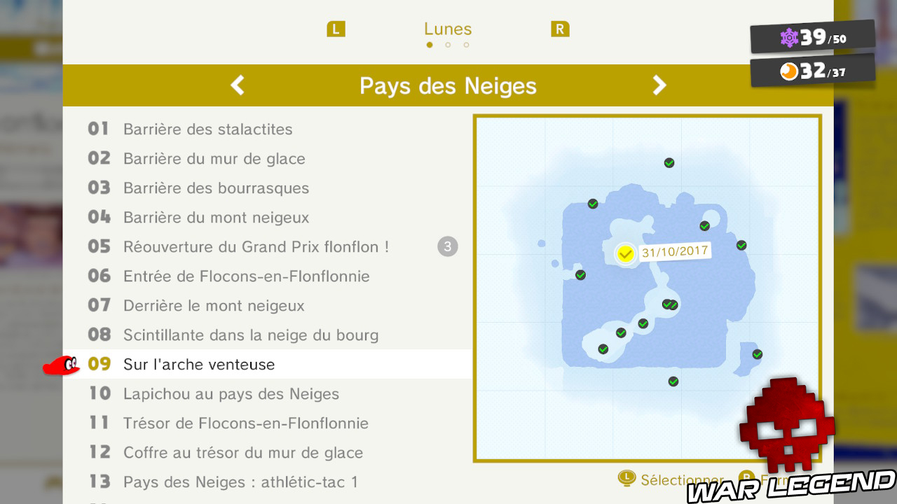 carte désignant l'emplacement des lunes à récupérer