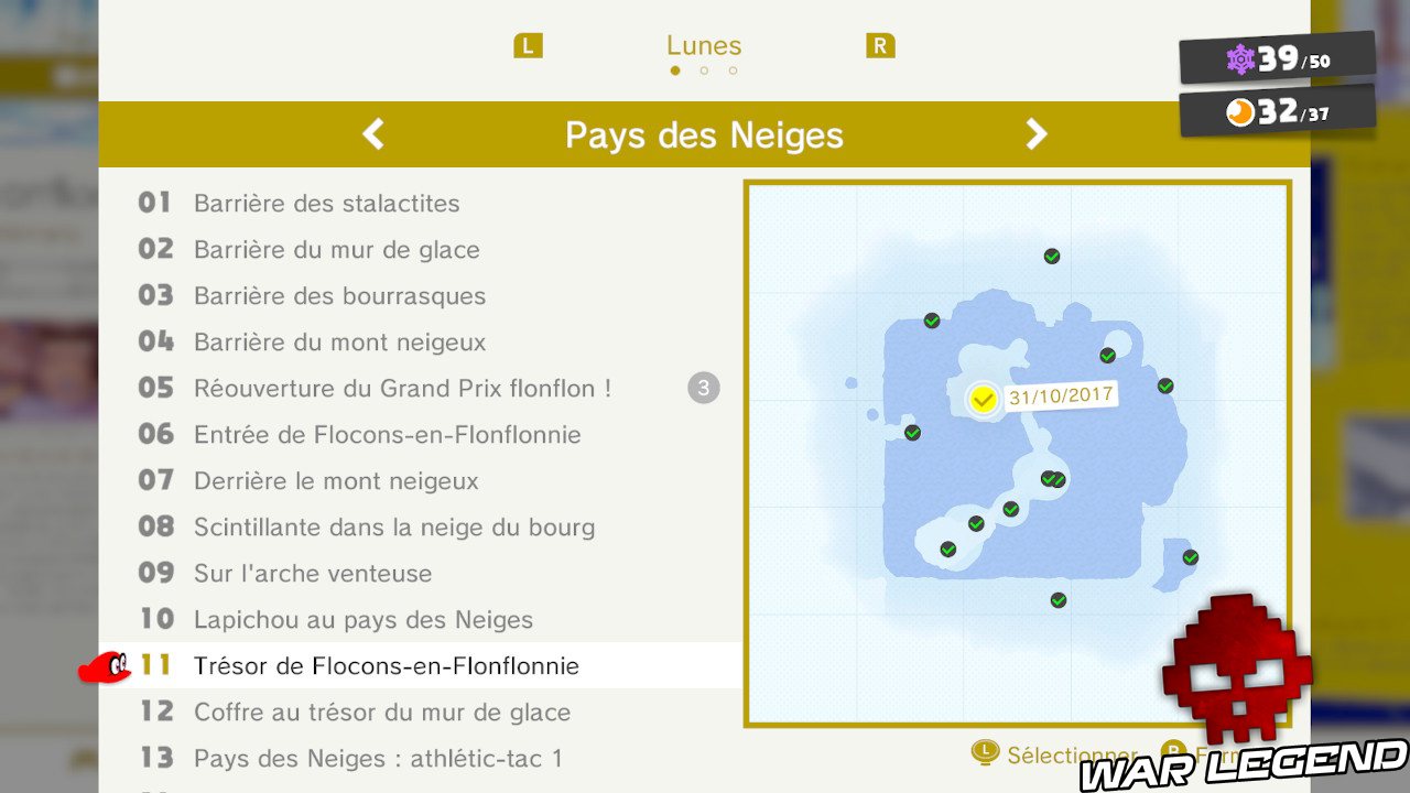 listing des lunes de super mario odyssey