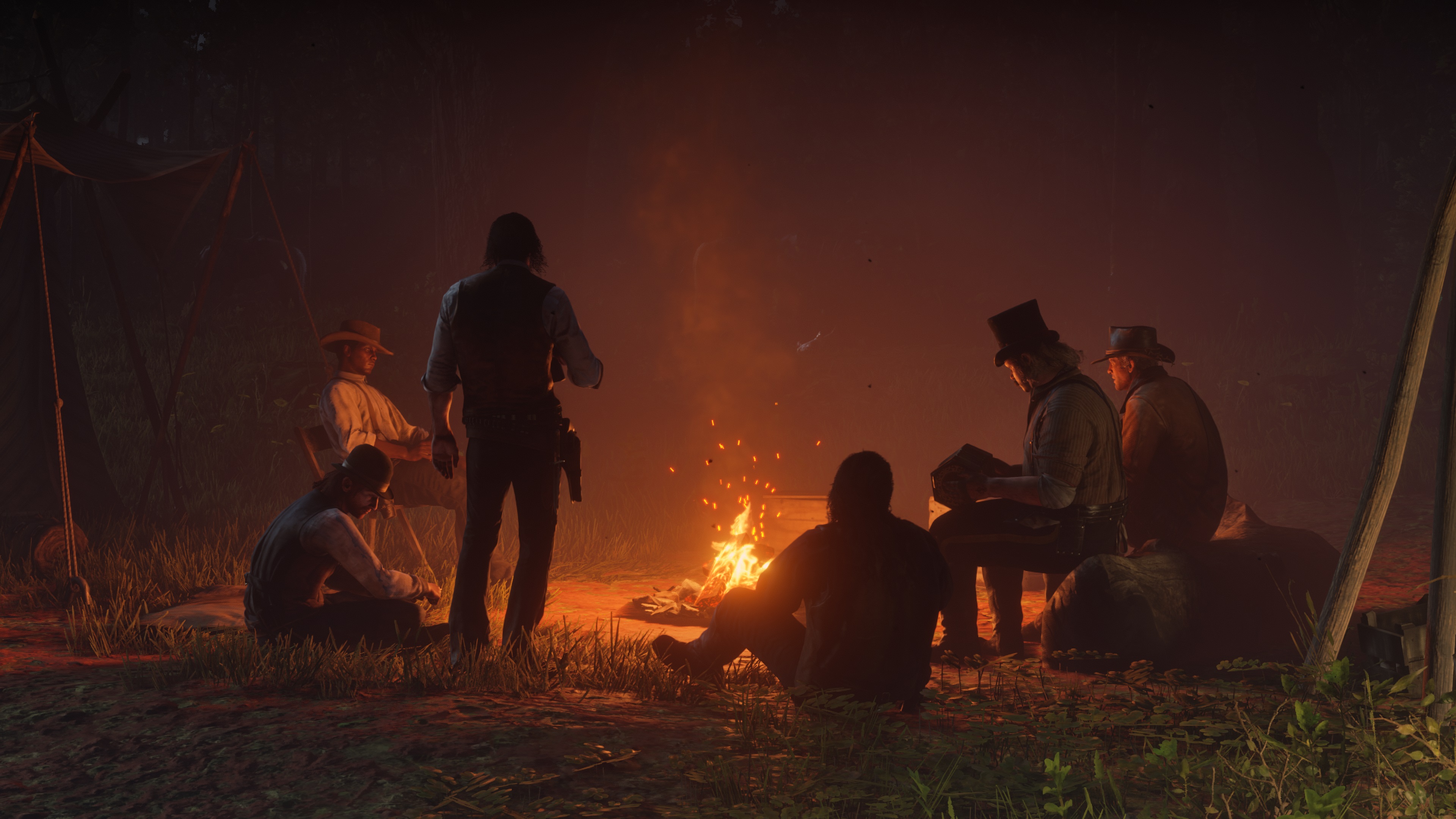 Red Dead Redemption 2 screenshot bandits au coin du feu
