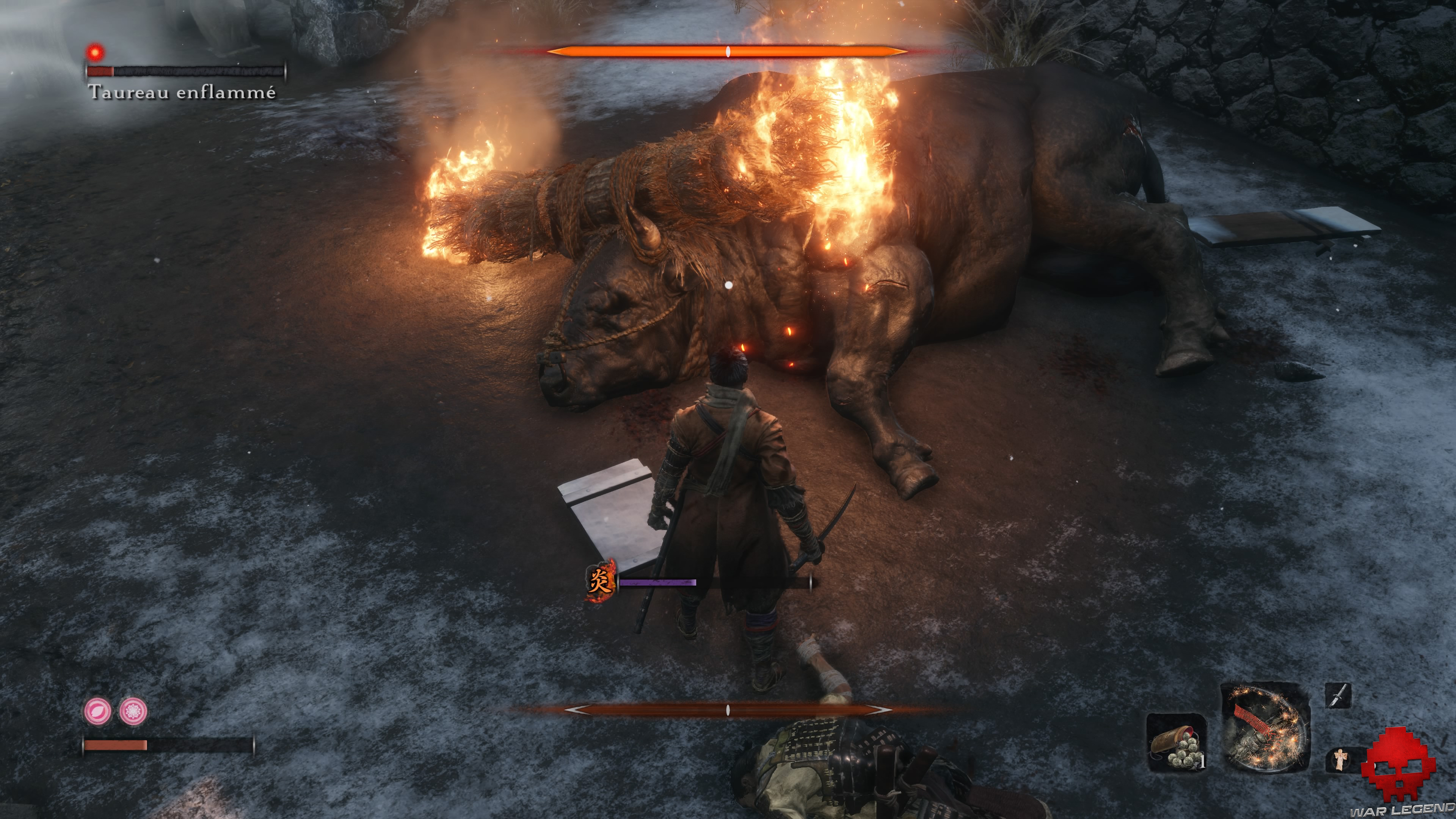 Soluce Sekiro Château Ashina taureau enflammé