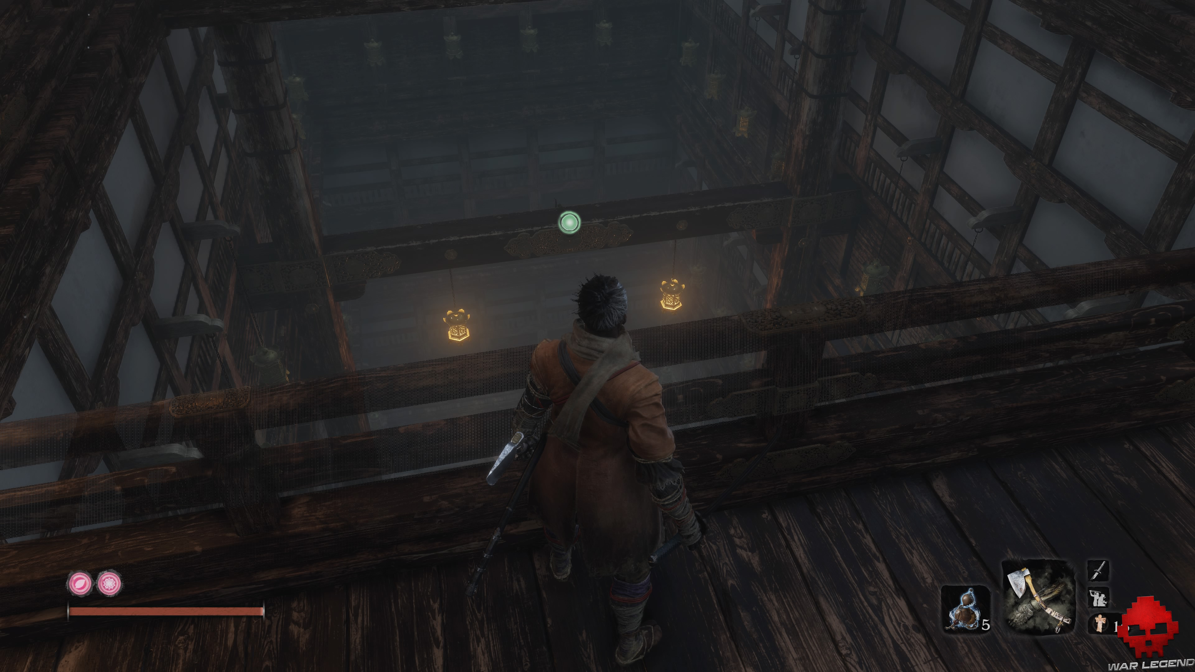 Soluce Sekiro Château Ashina poutre sur laquelle s'accrocher