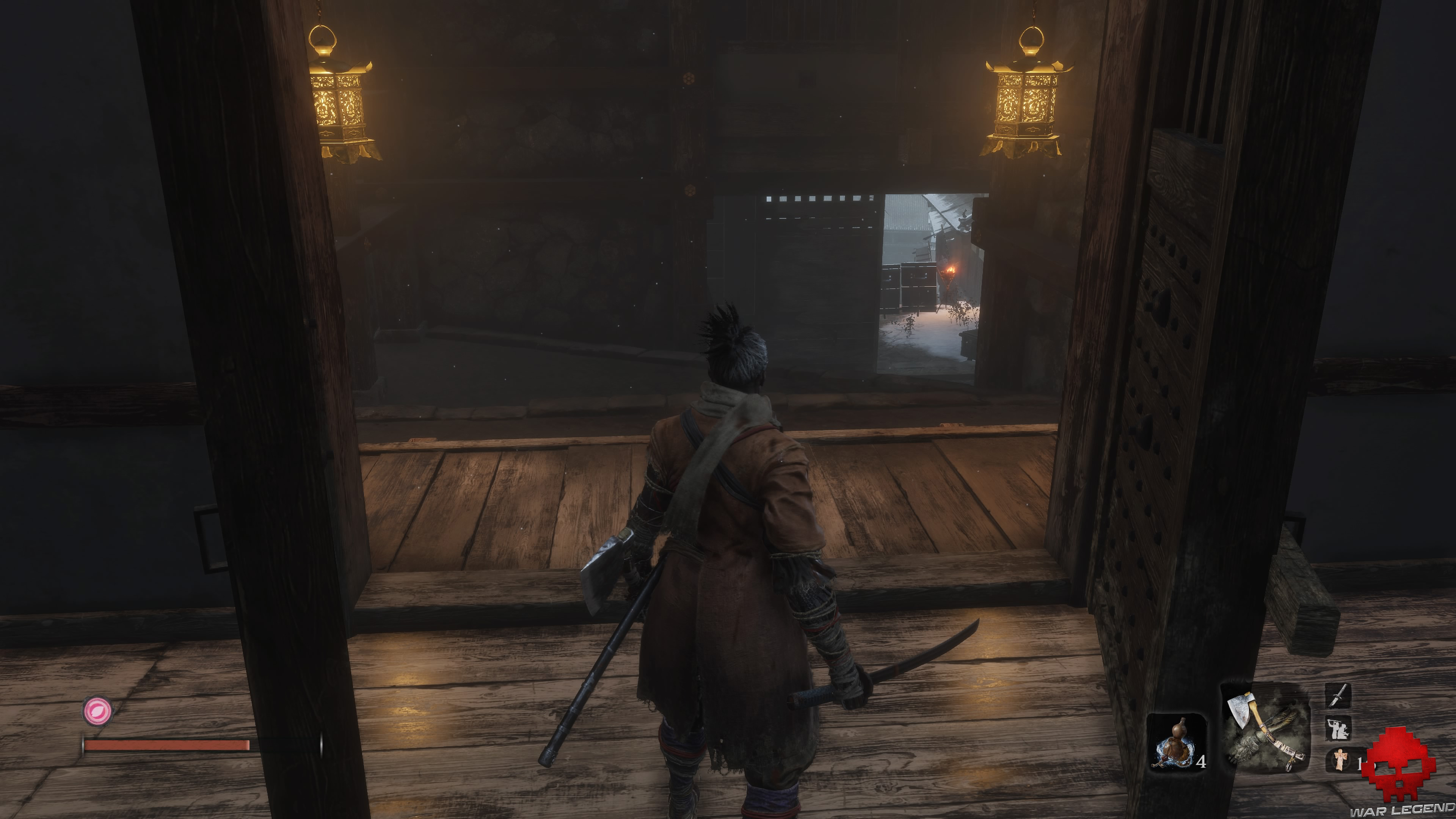 Soluce Sekiro Château Ashina porte vers les escaliers du château