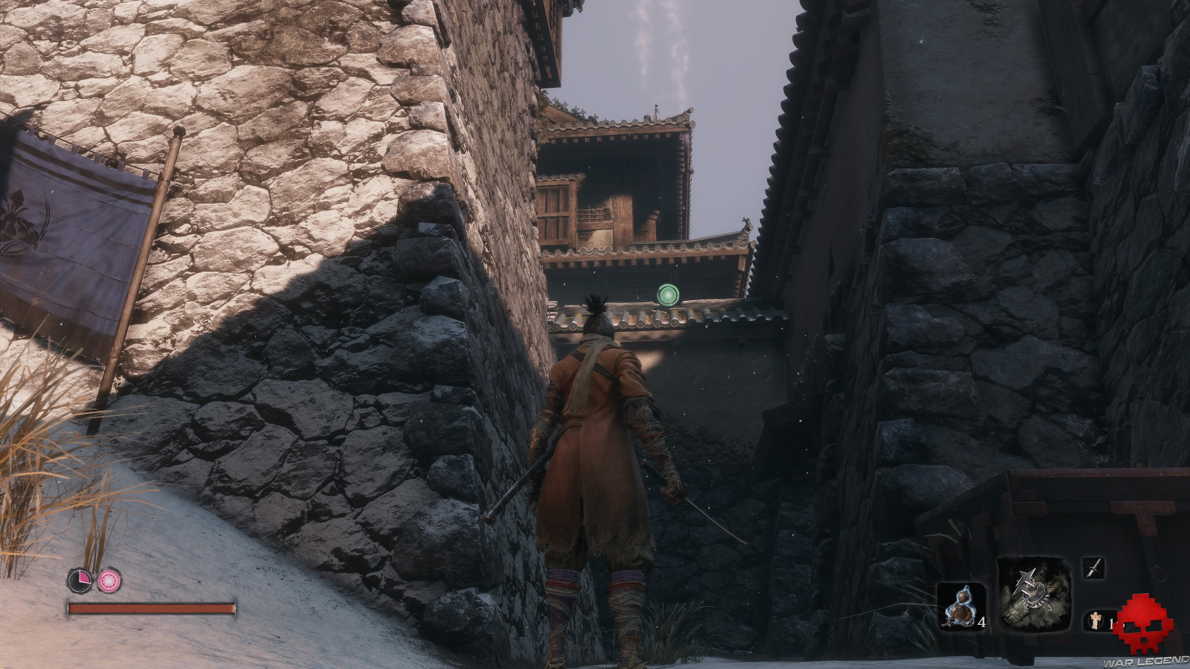 Soluce Sekiro Château Ashina mur avec point de grappin