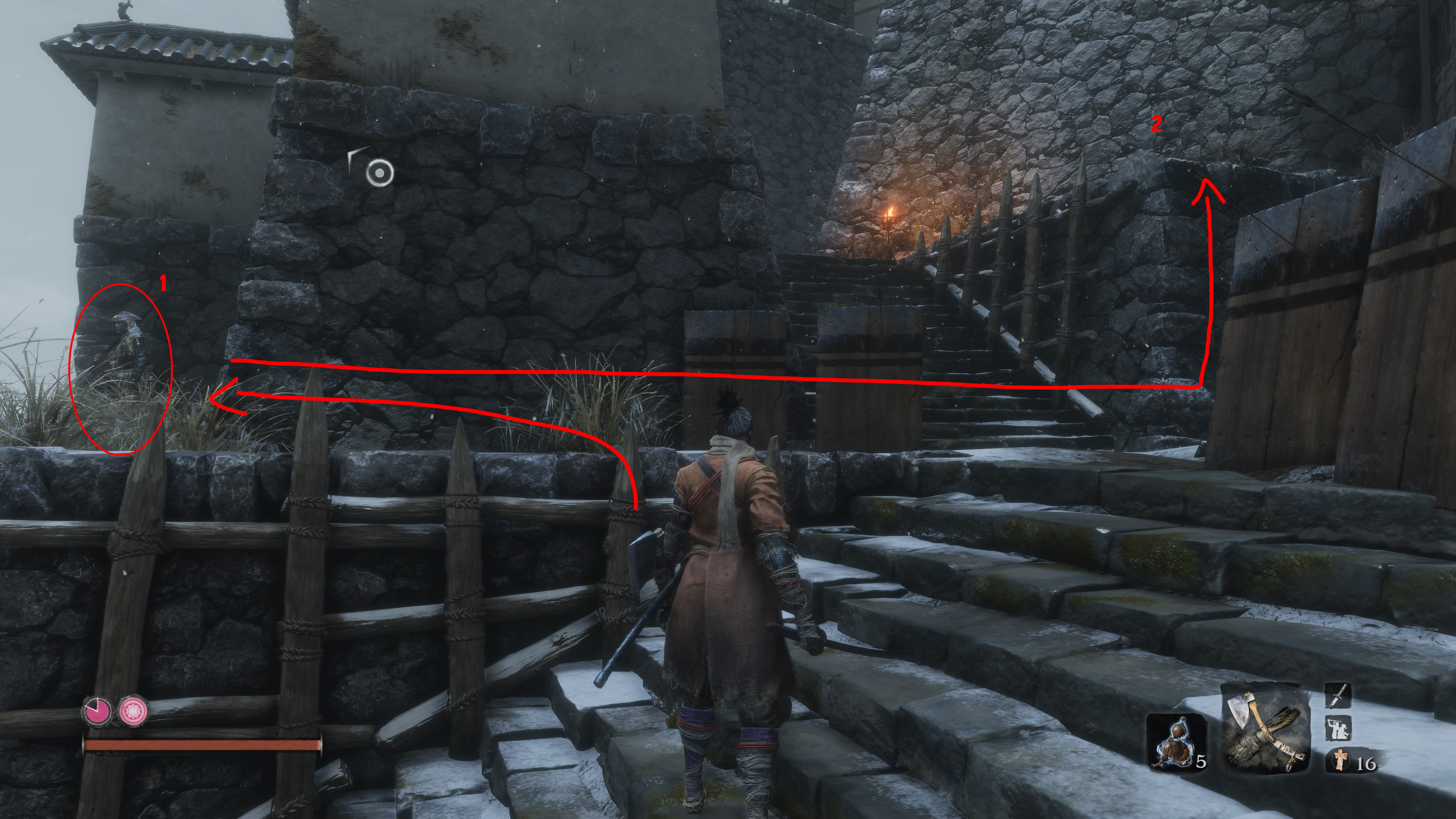 Soluce Sekiro Château Ashina cheminement d'élimination