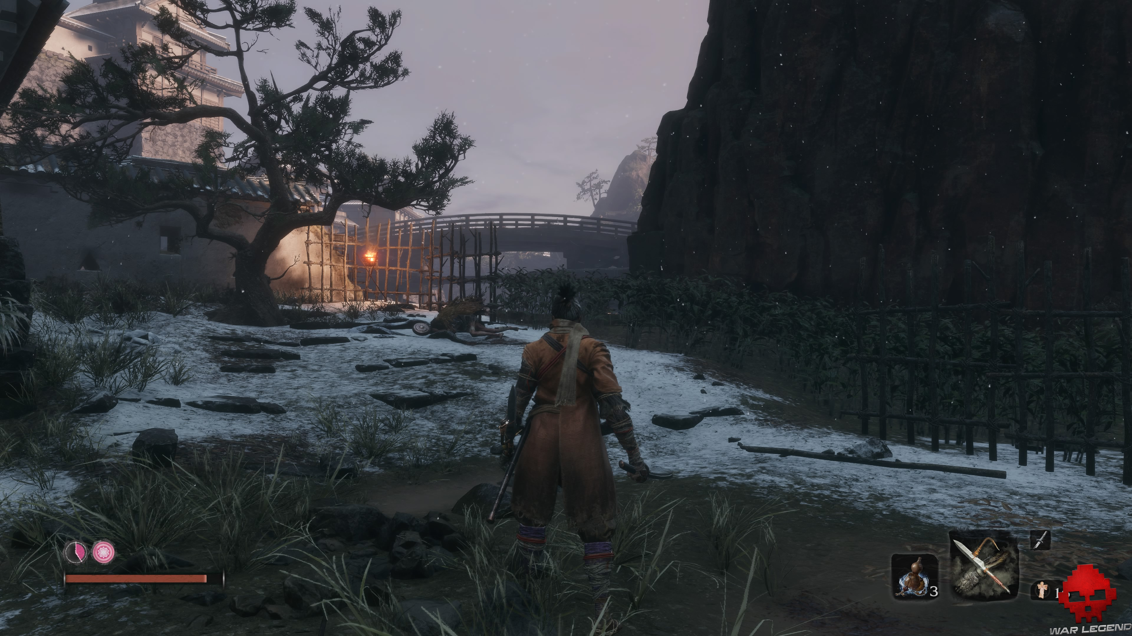 Soluce Sekiro Château Ashina arbre dans la pénombre