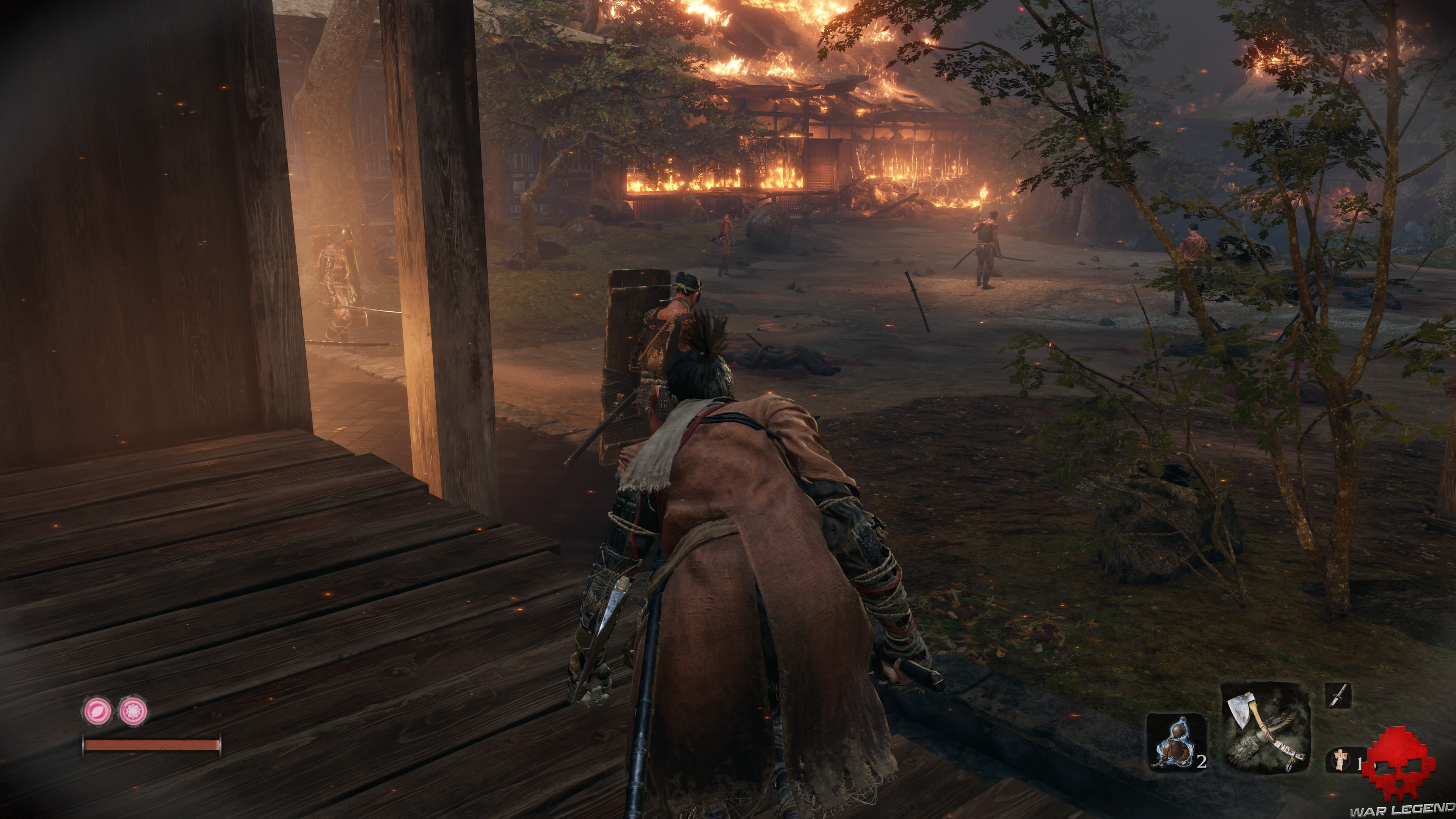 Soluce Sekiro: Shadows Die Twice Manoir Hirata ennemi bouclier pris à revers