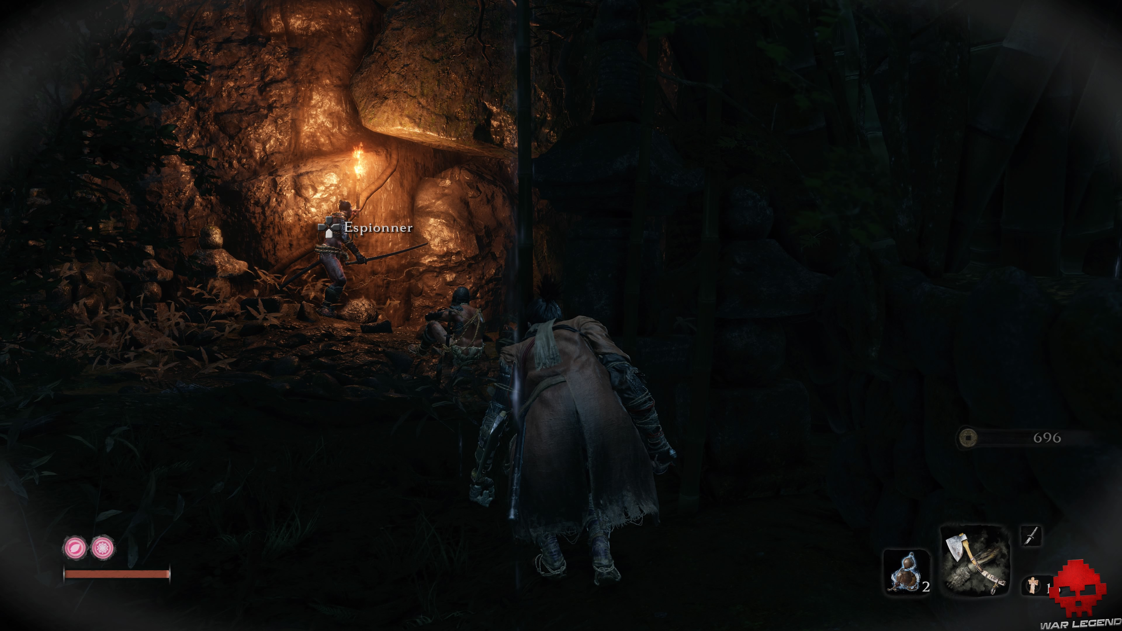 Soluce Sekiro: Shadows Die Twice Manoir Hirata espionnage dans une grotte