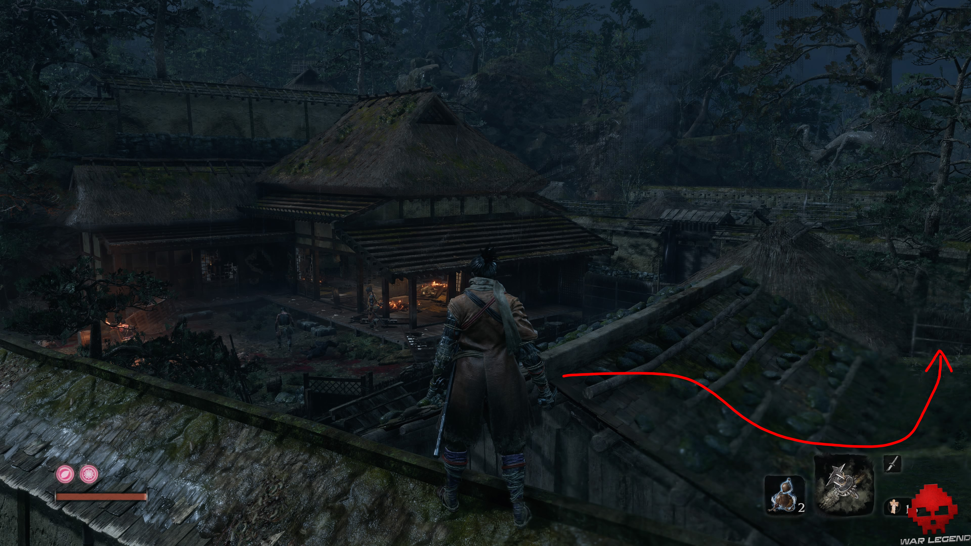 Soluce Sekiro: Shadows Die Twice Manoir Hirata demeure délabrée