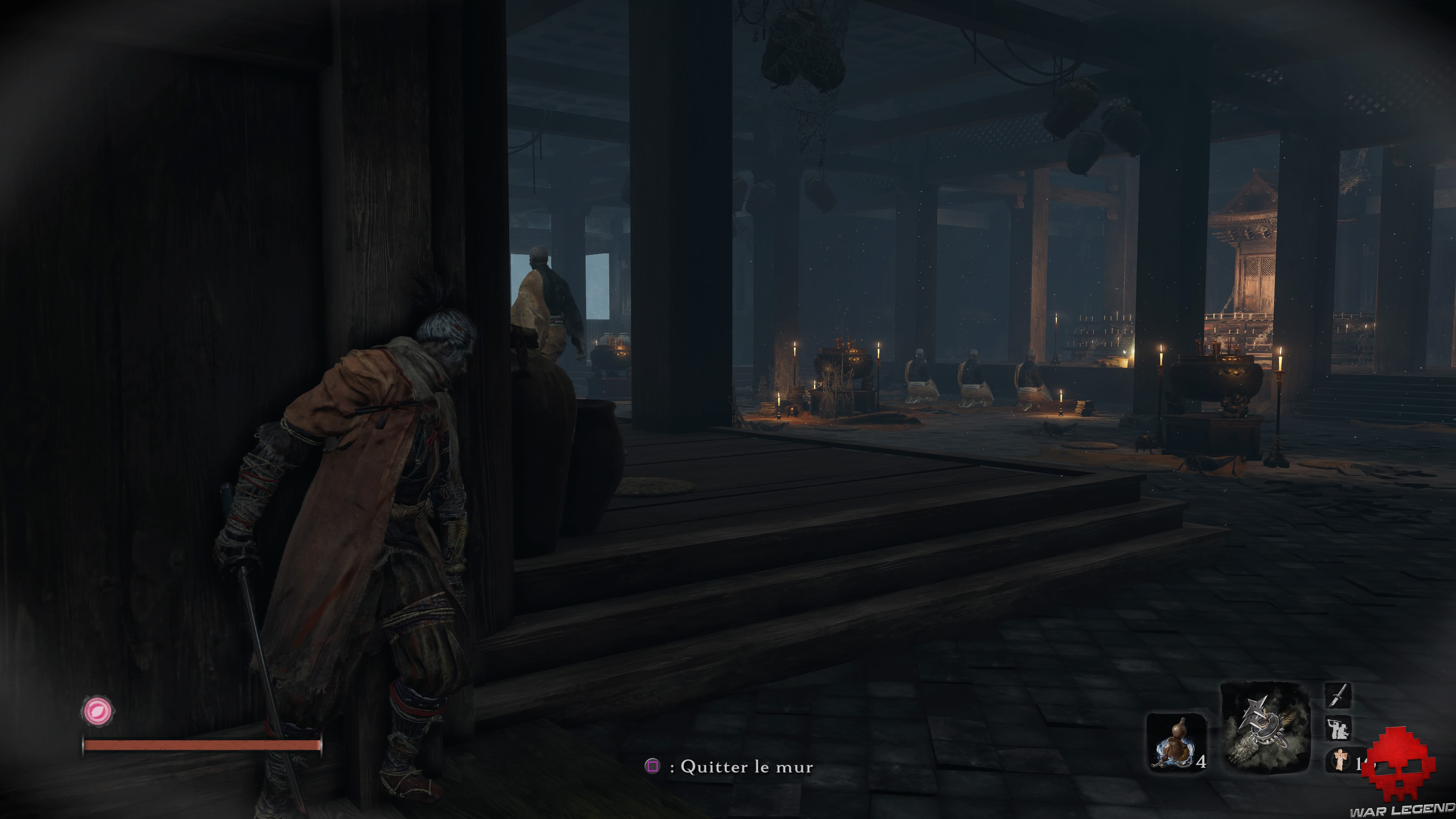 Soluce Sekiro temple senpo mont kongo moines en prière