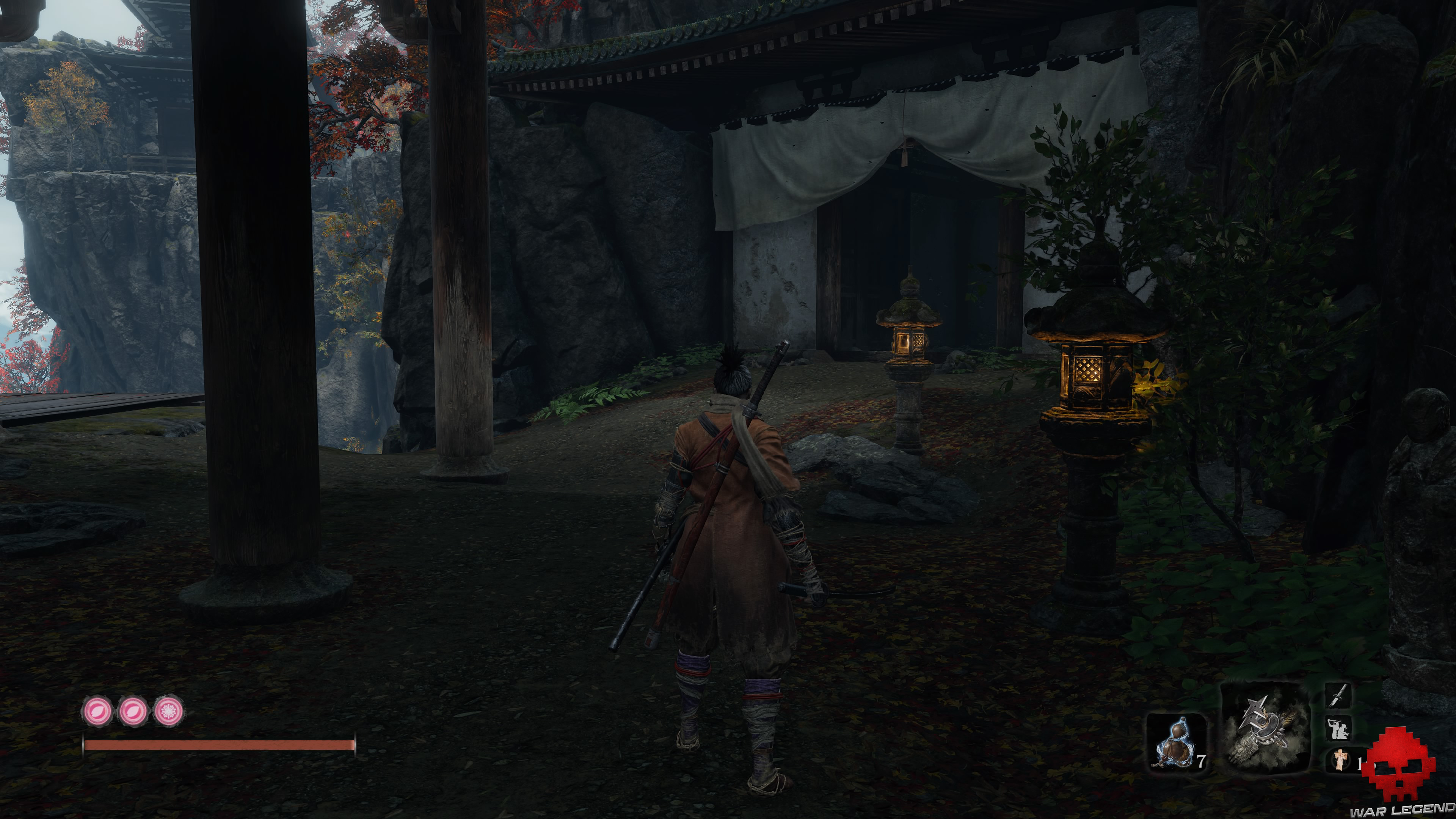 Soluce Sekiro temple senpo mont kongo ouverture drapée