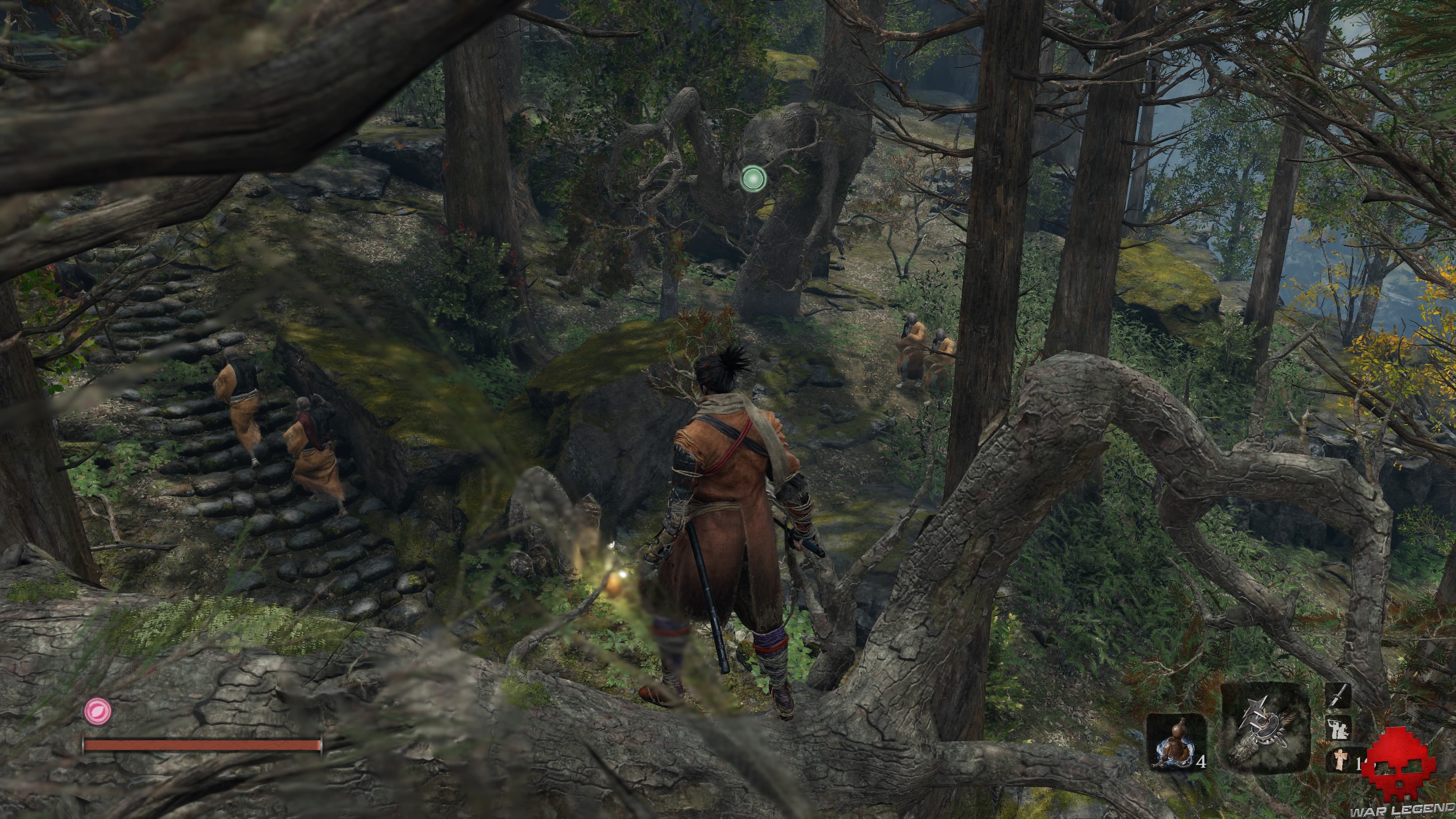 Soluce Sekiro temple senpo mont kongo 2 moines arrivent sur la droite