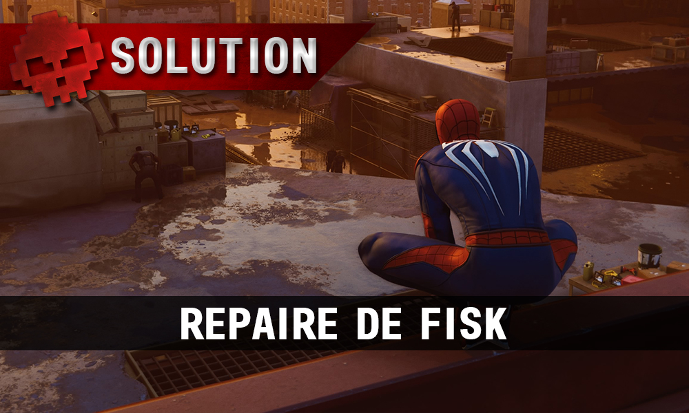 Vignette solution repaire de fisk spider-man perché au-dessus d'un chantier