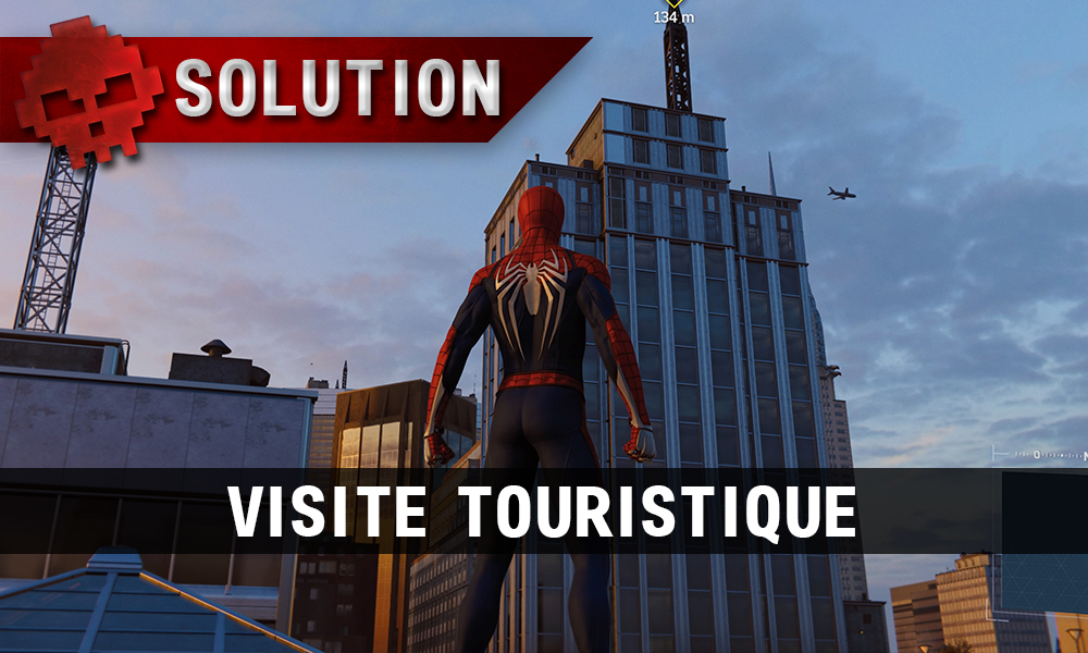 Vignette solution Spider-Man visite touristique Spider-Man devant gratte-ciel