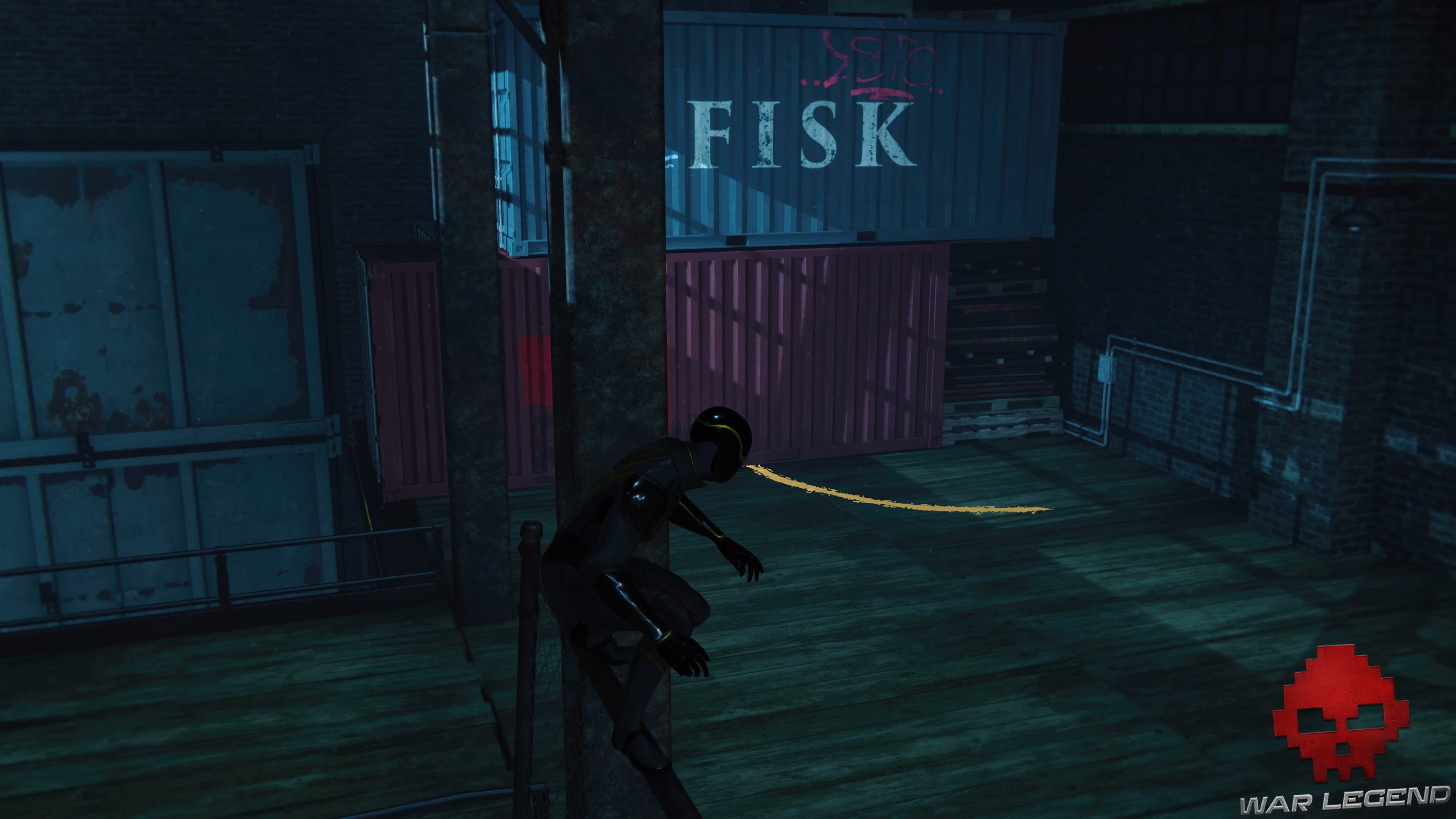 une marque au sol indique qu'un conteneur à l'étage a été déplacé