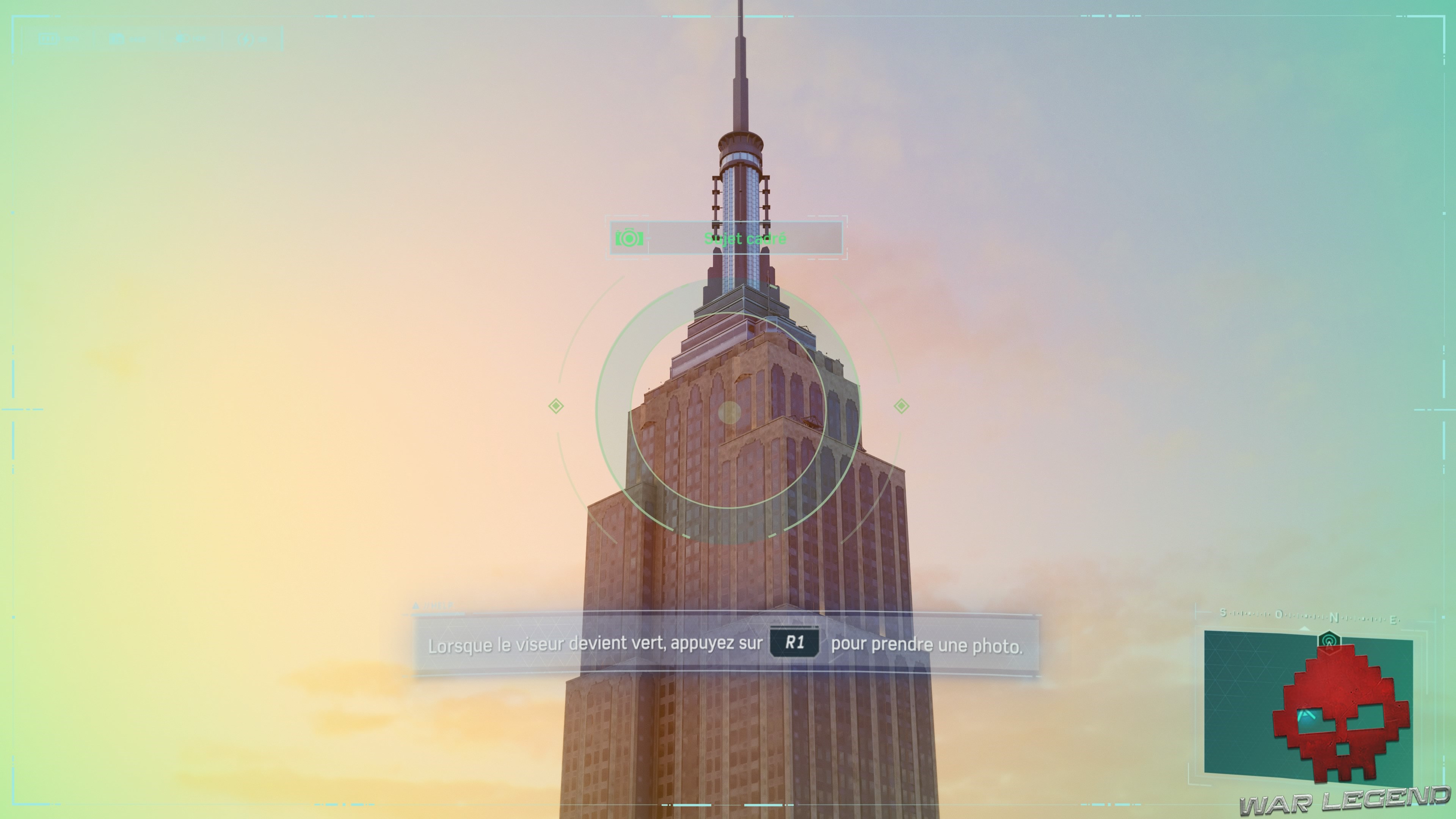 L'Empire State building est bien cadré dans l'appareil photo