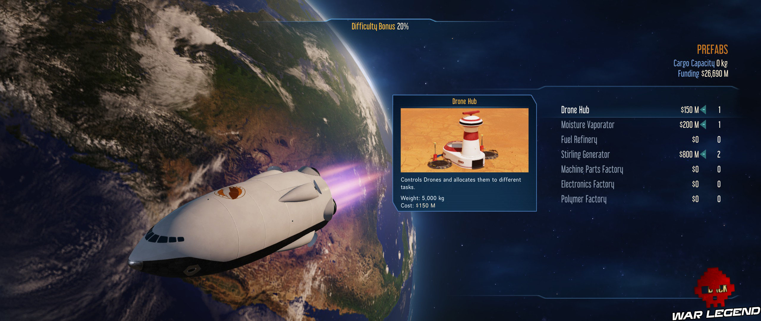 Surviving Mars choix du contenu du cargo de fusée