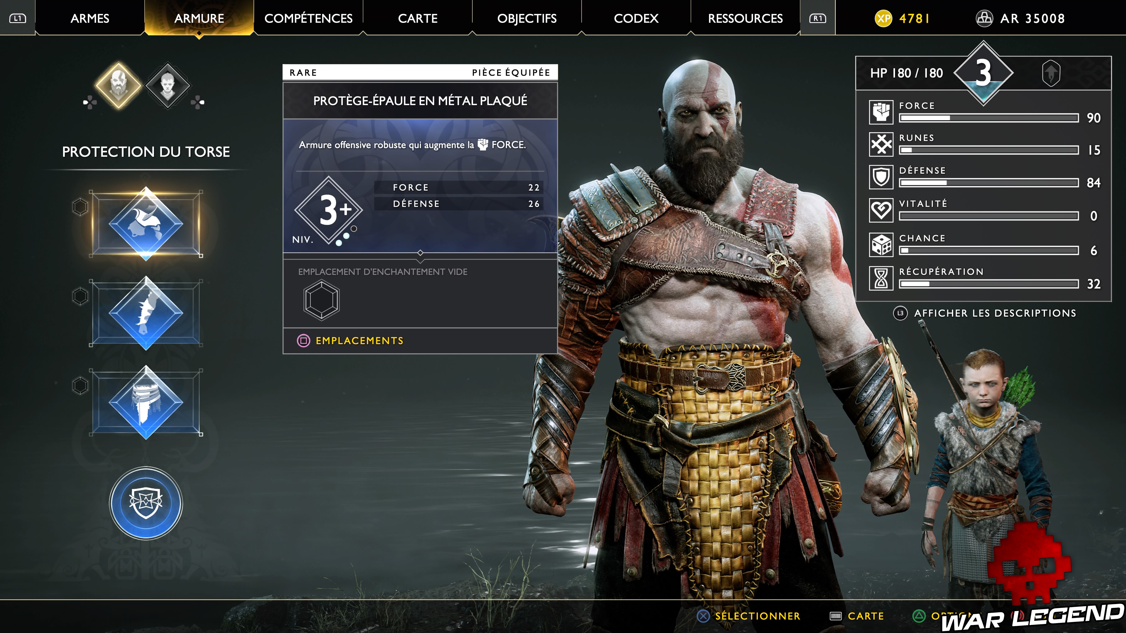 menu armure god of war