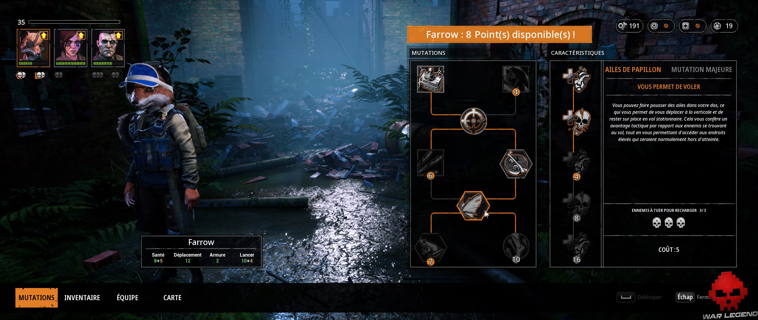 Test Mutant Year Zero Road to Eden - capacités génétiques