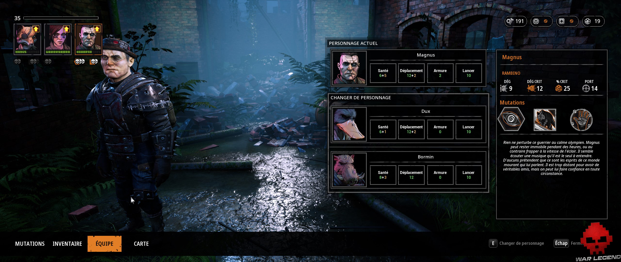 Test Mutant Year Zero Road to Eden - équipe