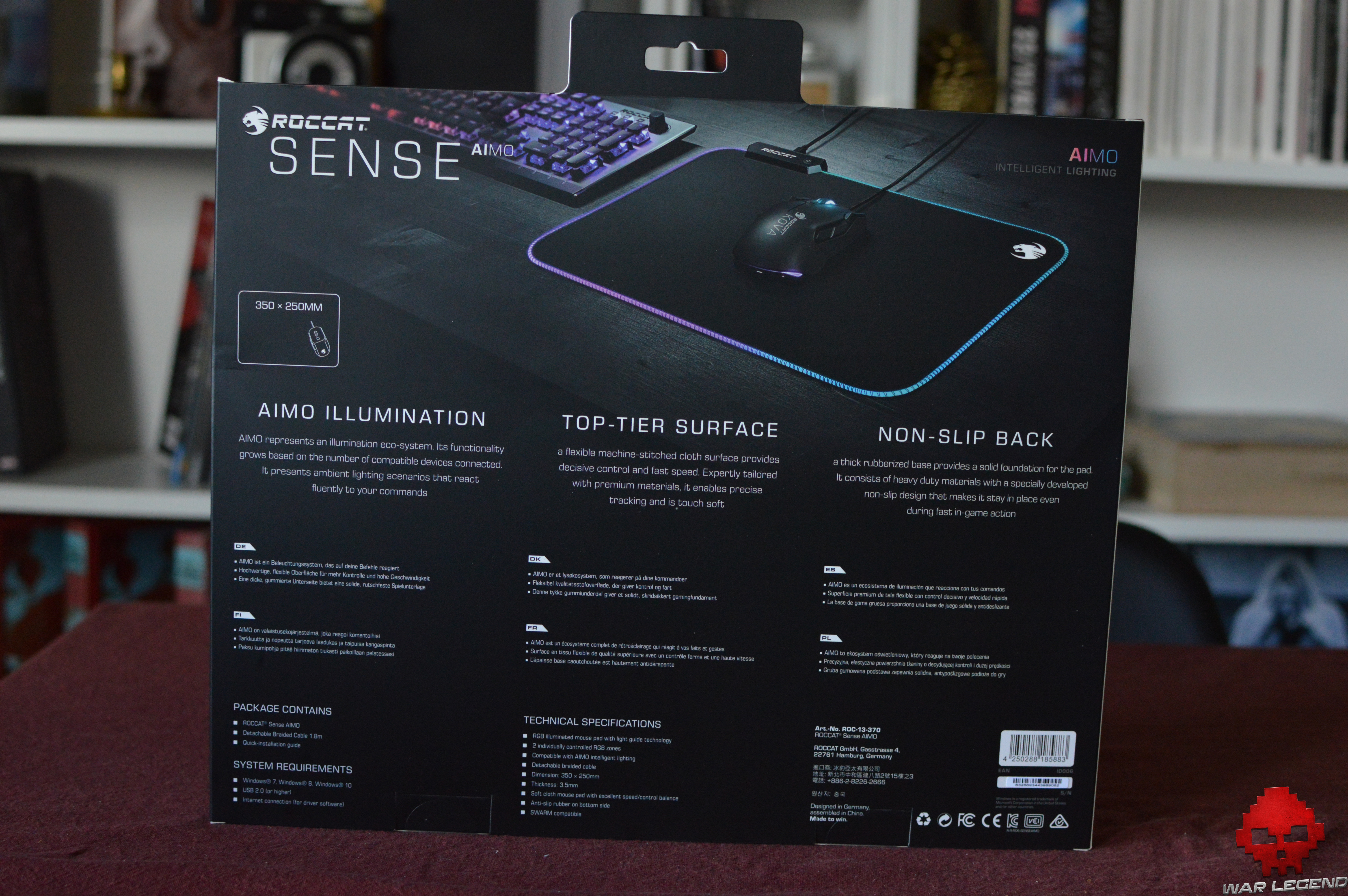 Test Roccat Sense AIMO arrière boîte