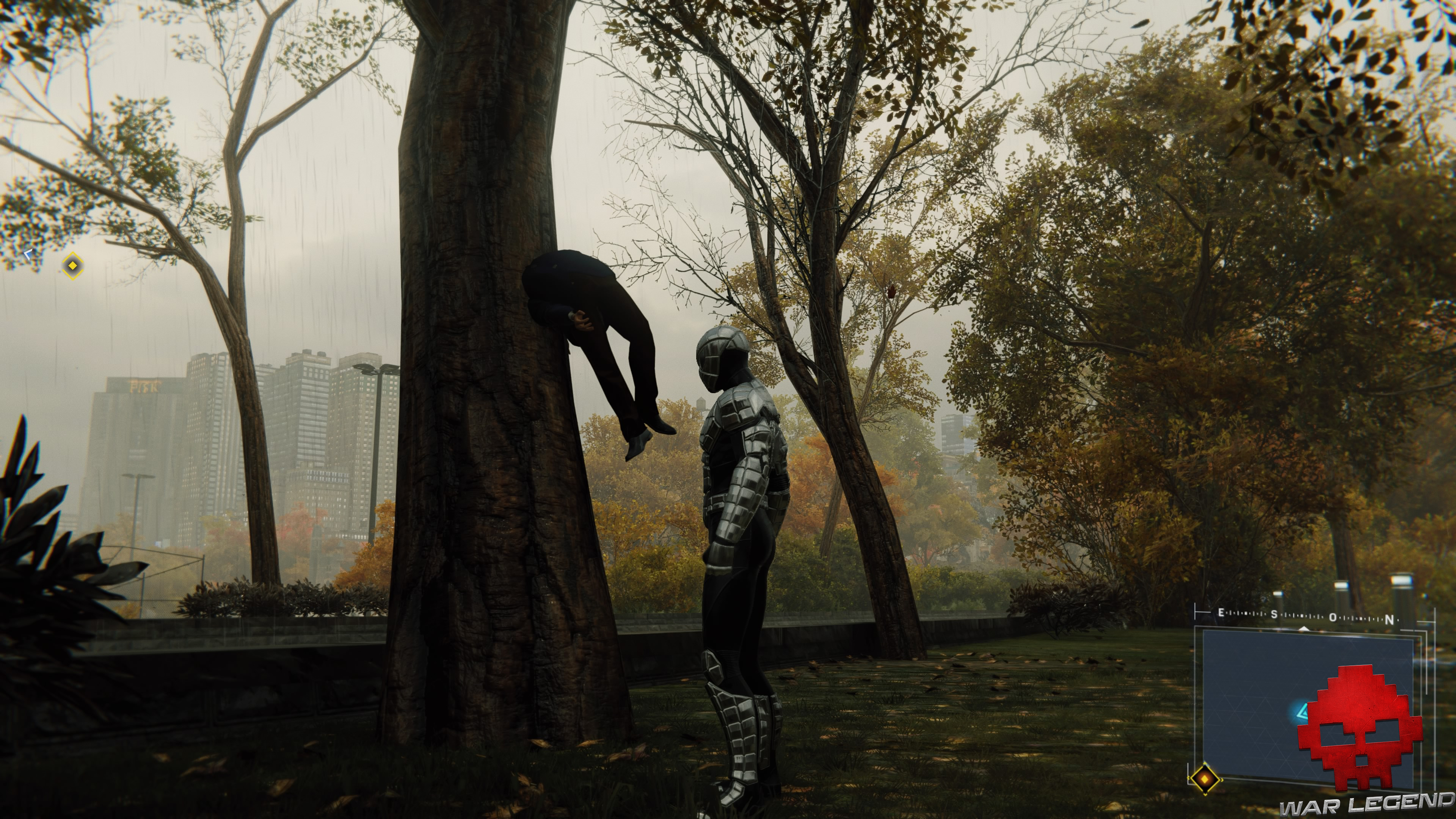 Test Spider-Man : La Guerre des Gangs - Ennemi buggé dans un arbre