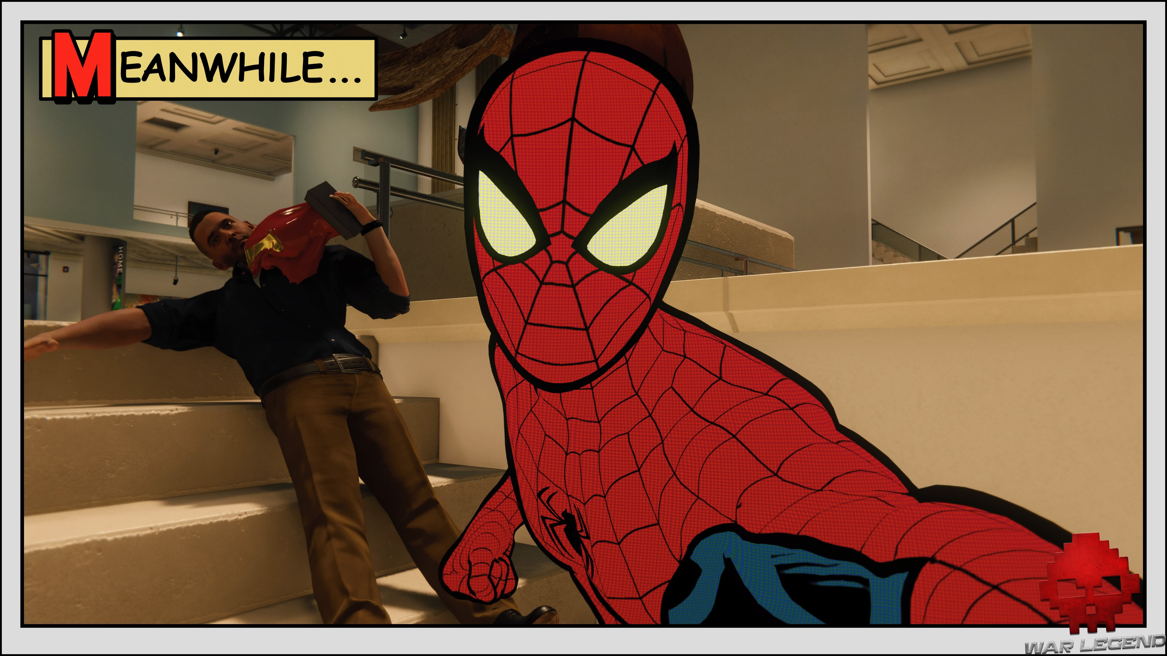 Test Spider-Man: Le Casse selfie spider-man devant ennemi assommé