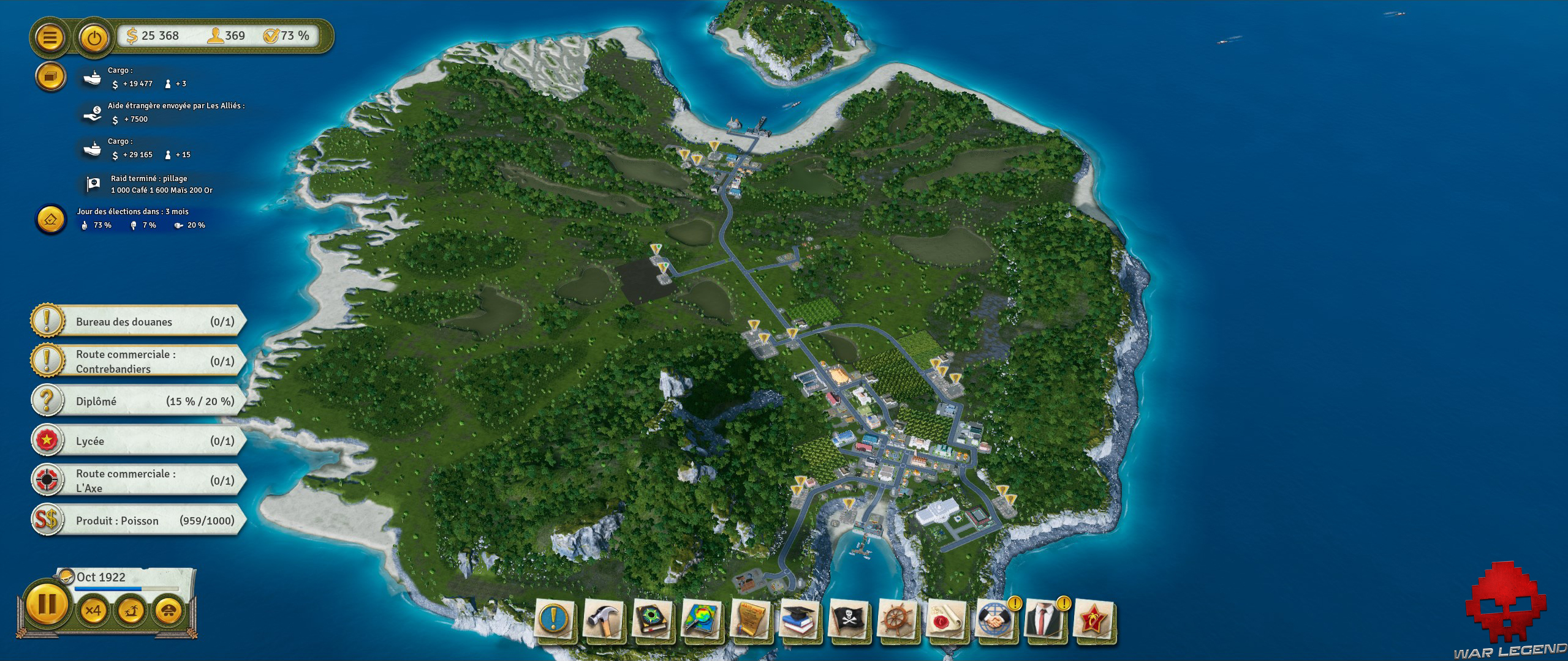 Test Tropico 6 vue de l'archipel