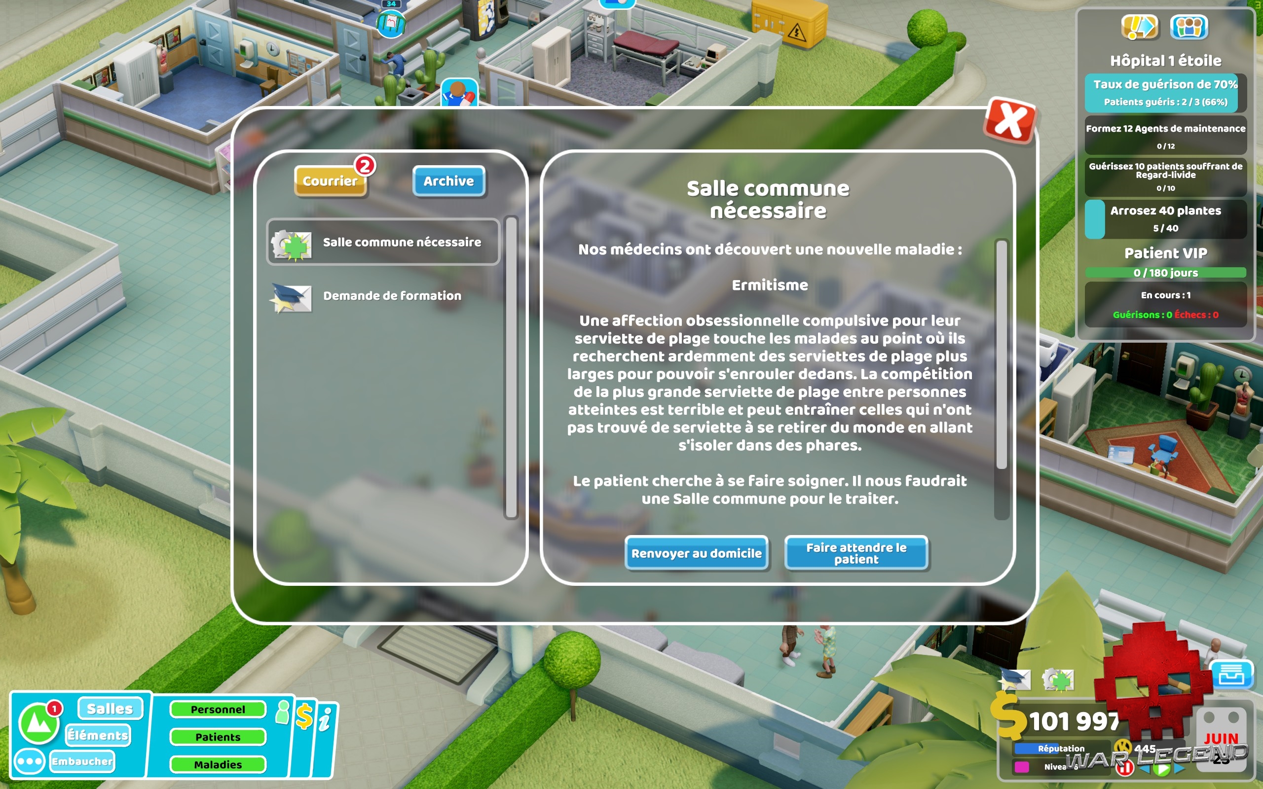 Test Two Point Hospital: Pebberley Island - Description de maladie