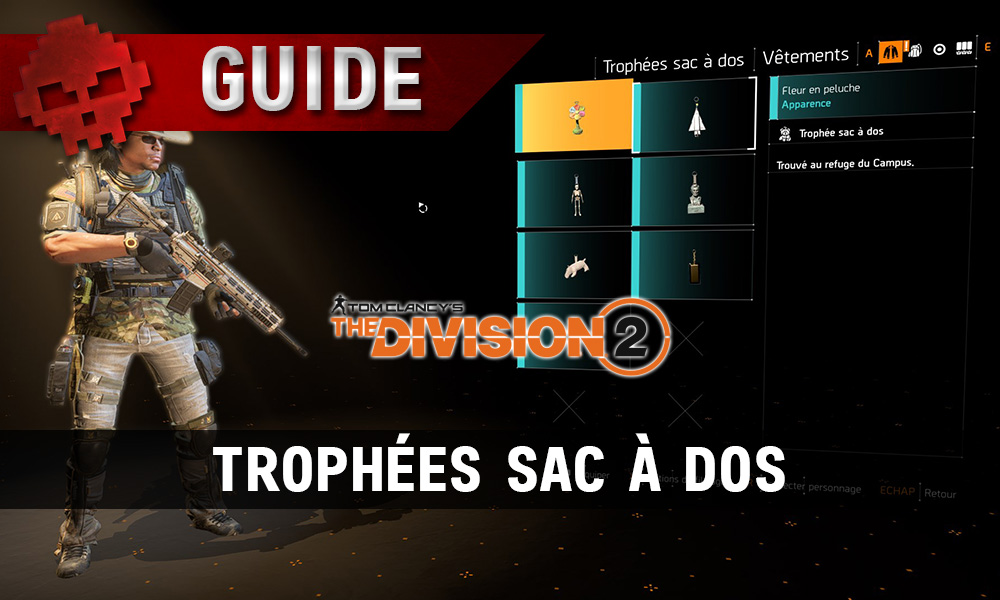 Vignette guide the division 2 trophées sac à dos